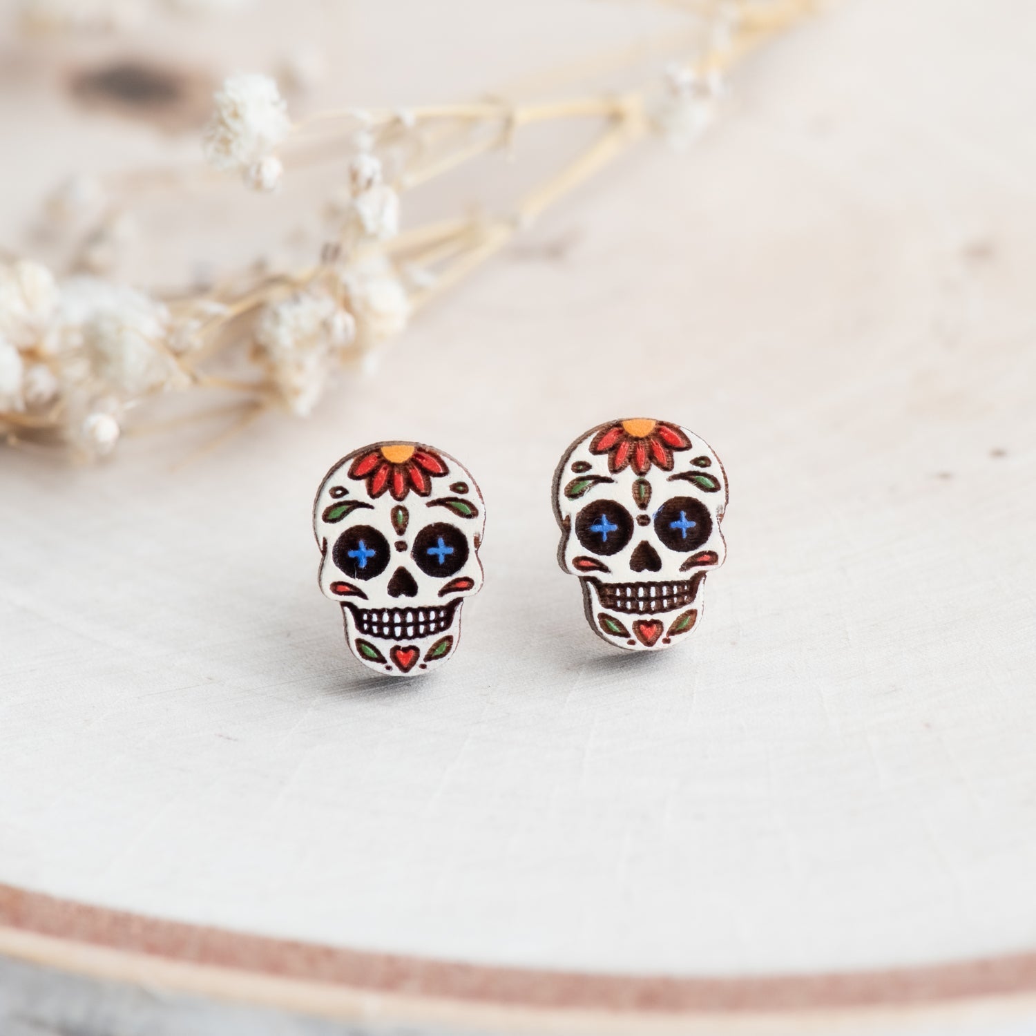 Sugar Skull Stud Earrings - Robin Valley Official Store