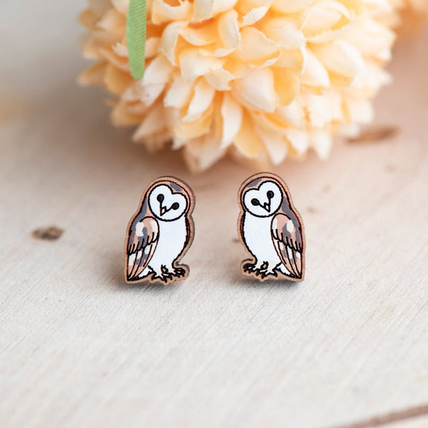 Tilting Barn Owl Stud Earrings - Robin Valley Official Store