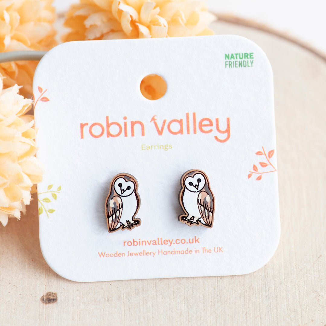 Tilting Barn Owl Stud Earrings - Robin Valley Official Store