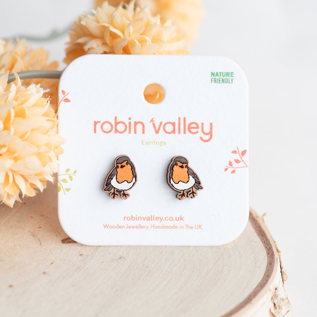 Tilting Head Robin Bird Stud Earrings - Robin Valley Official Store