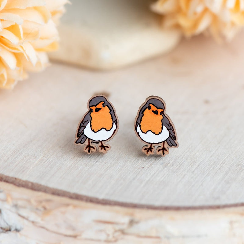 Tilting Head Robin Bird Stud Earrings - Robin Valley Official Store