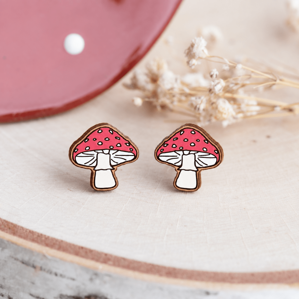 Toadstool Red Mushroom Stud Earrings - Robin Valley Official Store