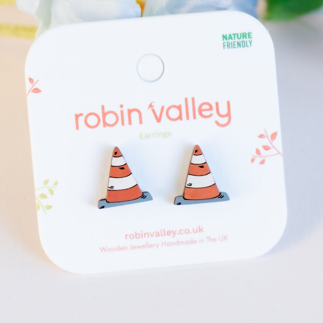 Traffic Cone Stud Earrings - Robin Valley Official Store