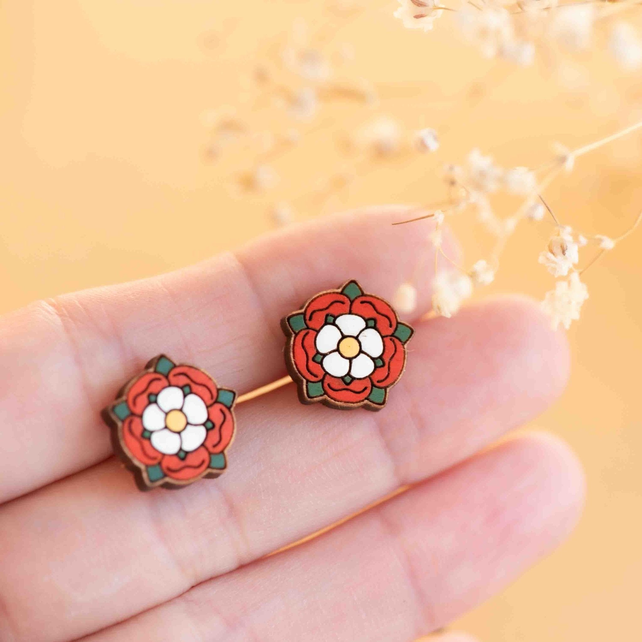 Tudor Rose Wooden Earrings - Robin Valley Official Store