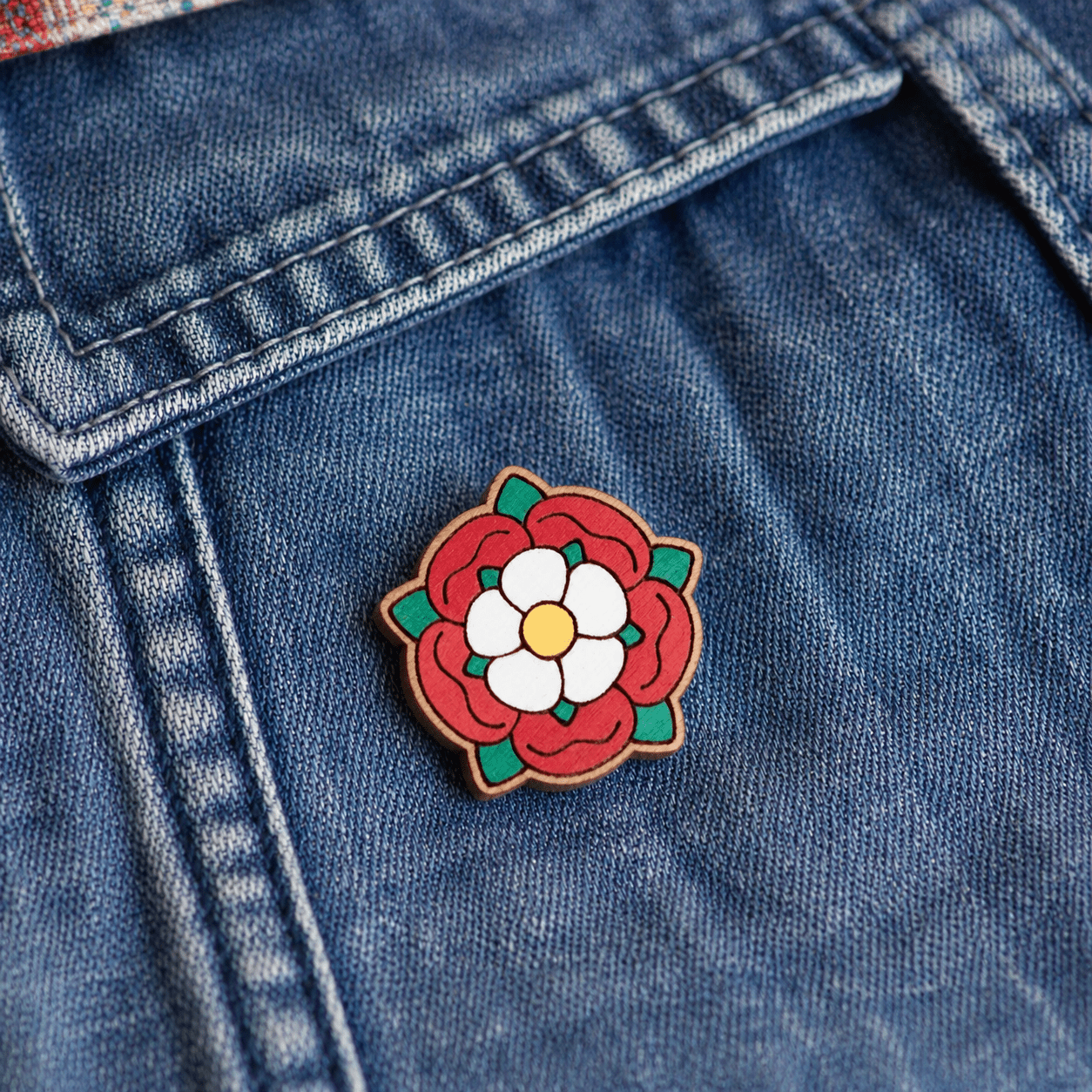 Tudor Rose Wooden Pin Badge - Robin Valley Official Store