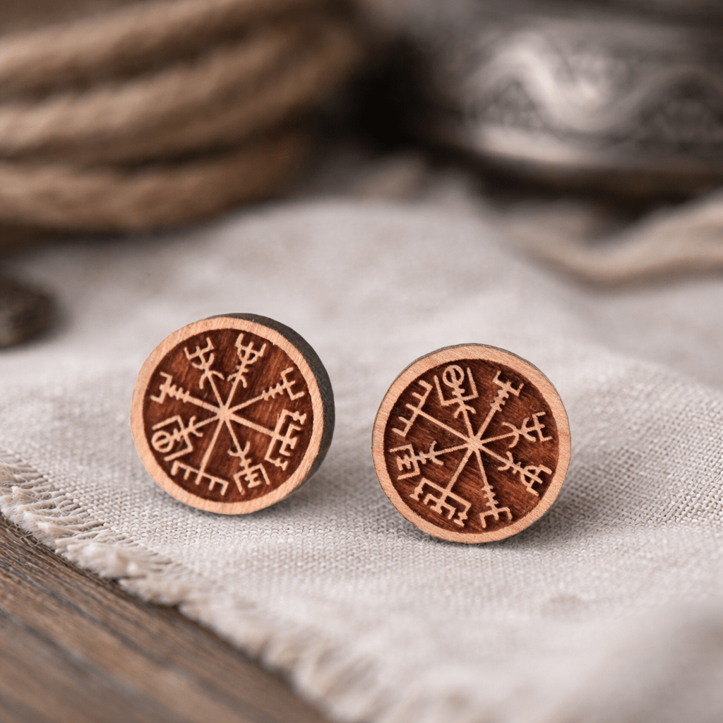 Viking Compass Vegvísir Stud Earrings - Robin Valley Official Store