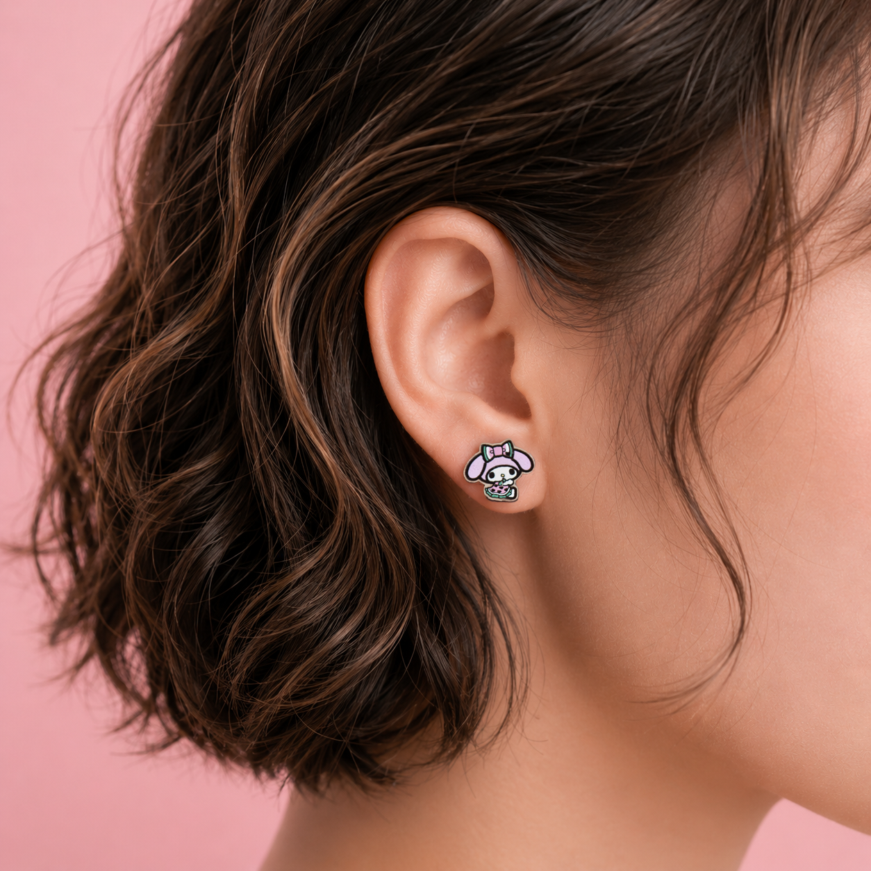 Officially Licensed Watermelon My Melody Stud Earrings