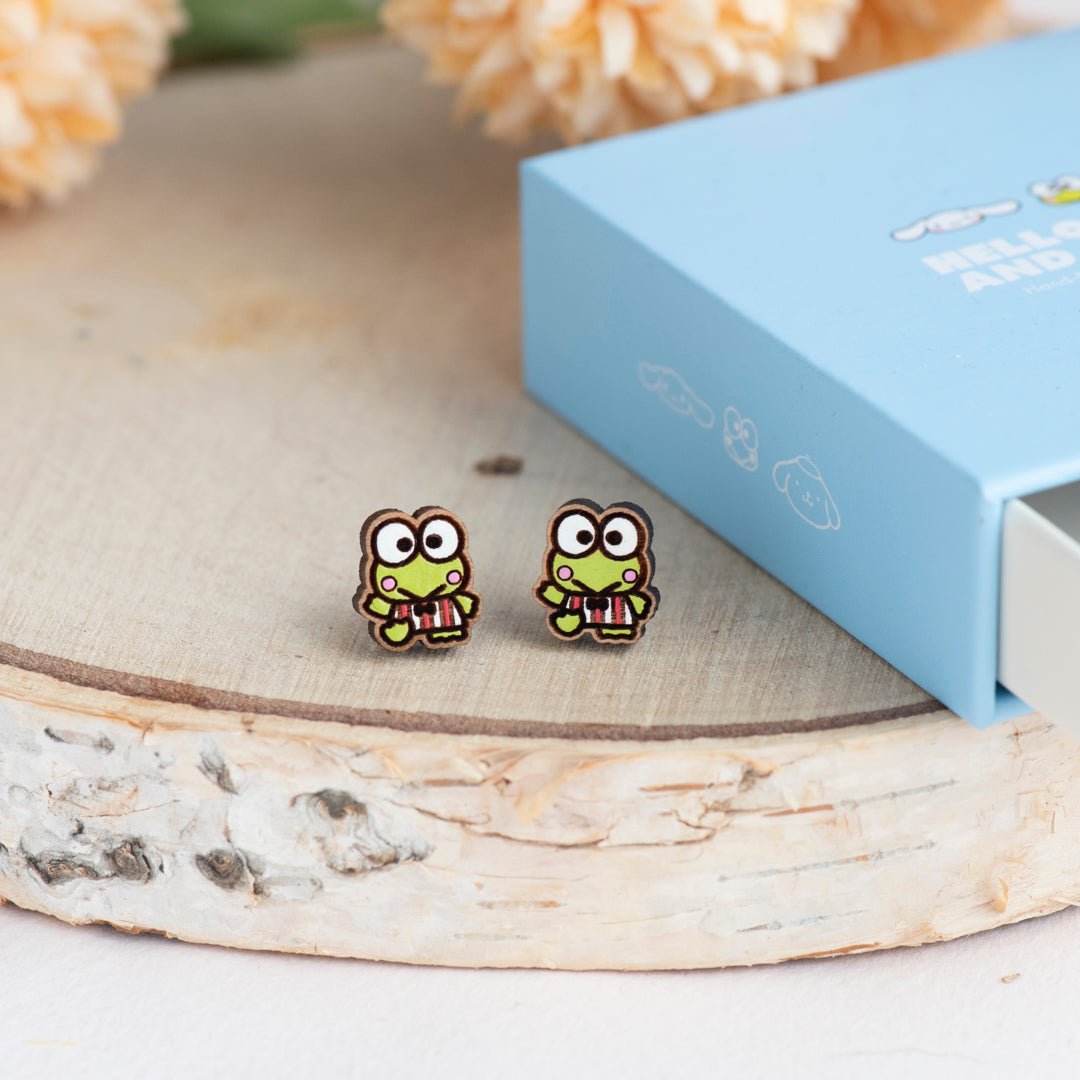 Waving Keroppi Stud Earrings - Robin Valley Official Store
