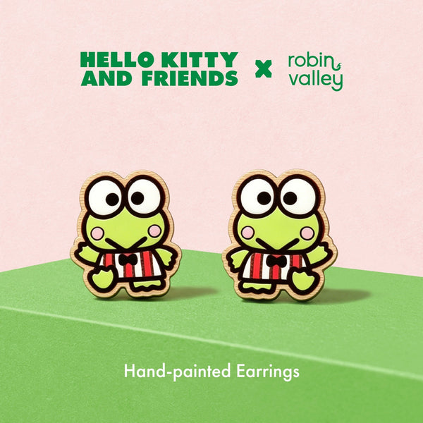 Waving Keroppi Stud Earrings - Robin Valley Official Store