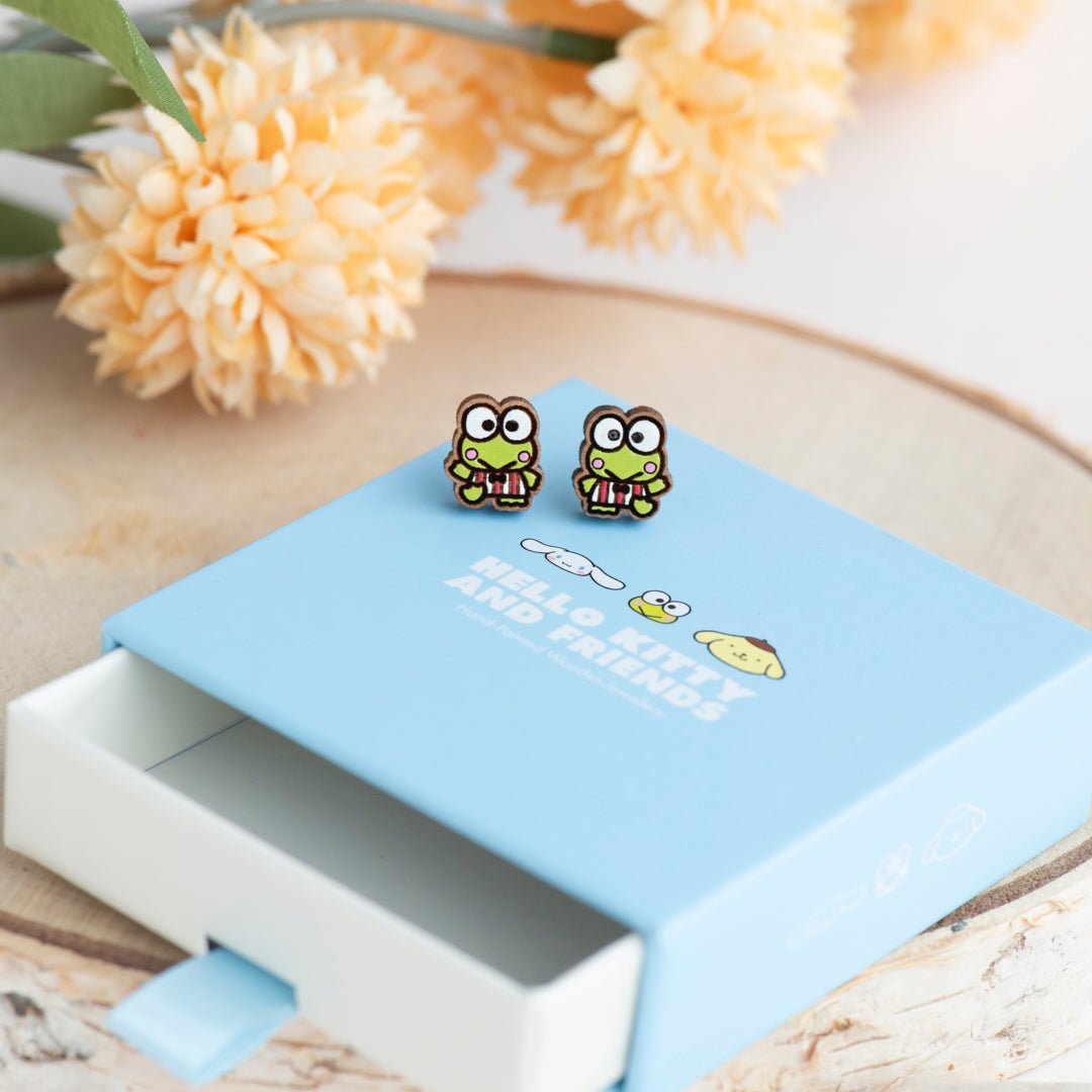 Waving Keroppi Stud Earrings - Robin Valley Official Store