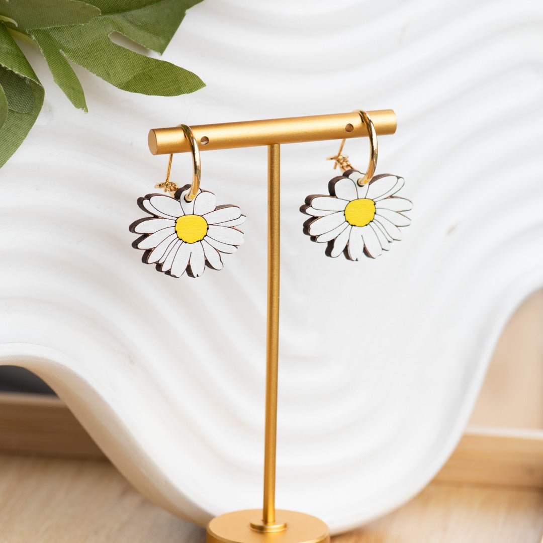 White Daisy Hoop Earrings - Robin Valley Official Store