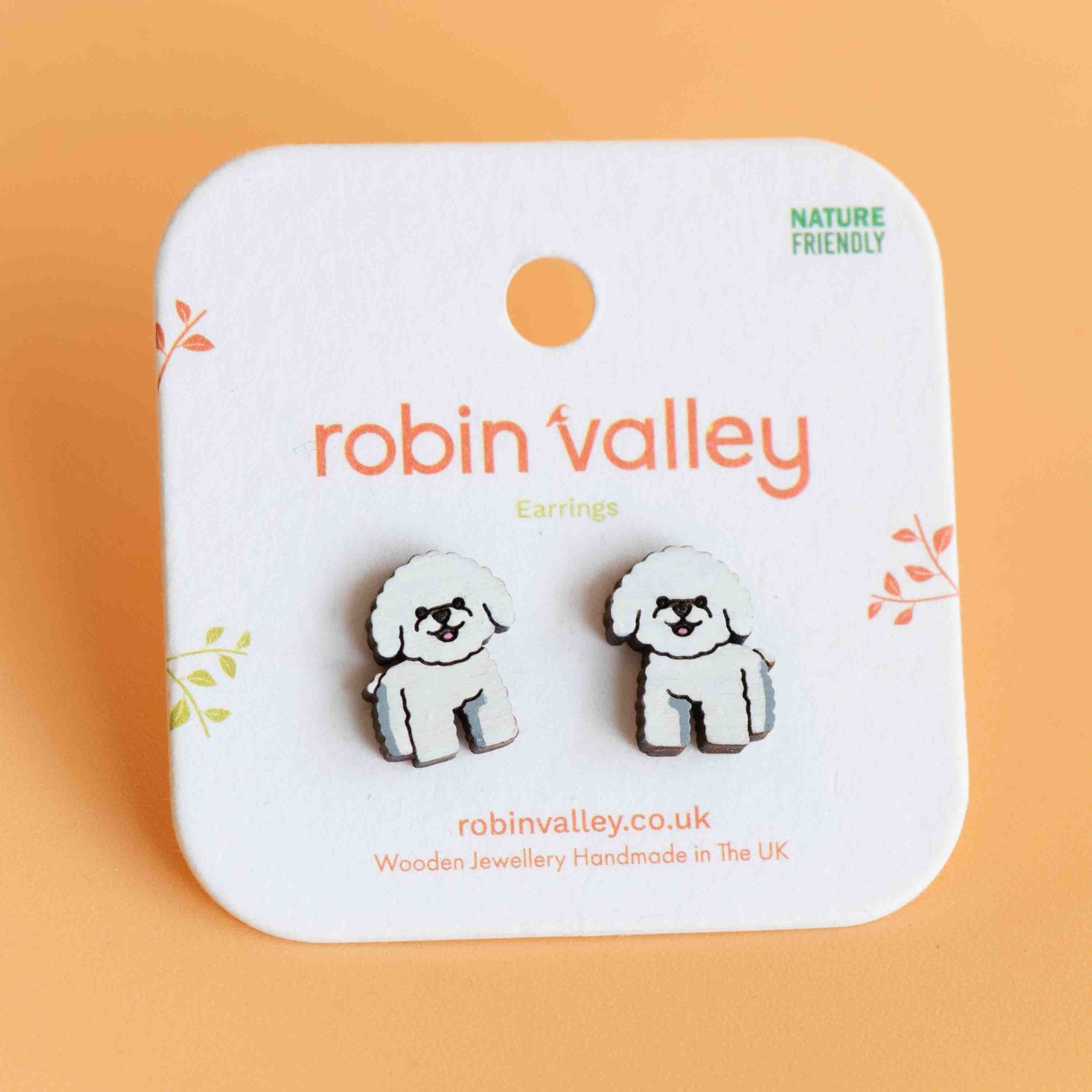 White Smiling Poodle Earrings - PEL10425 - Robin Valley Official Store