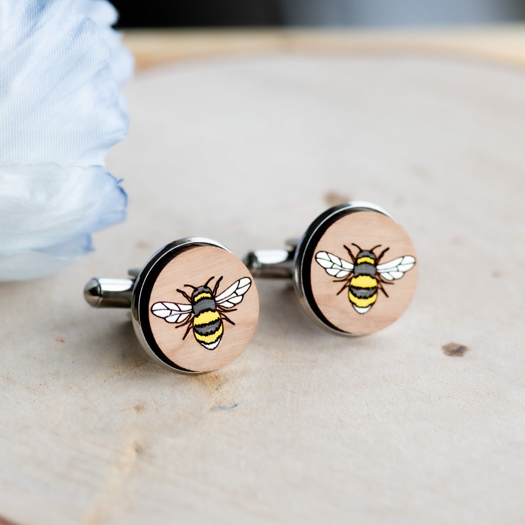 Wooden Bumble Bee Cufflink - Robin Valley Official Store