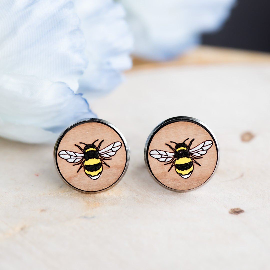 Wooden Bumble Bee Cufflink - Robin Valley Official Store