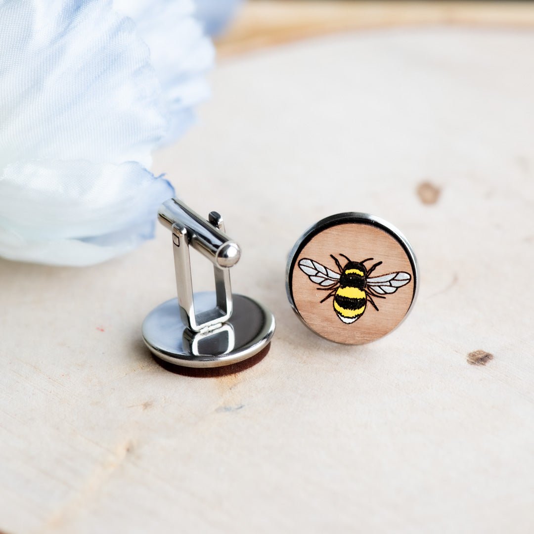 Wooden Bumble Bee Cufflink - Robin Valley Official Store