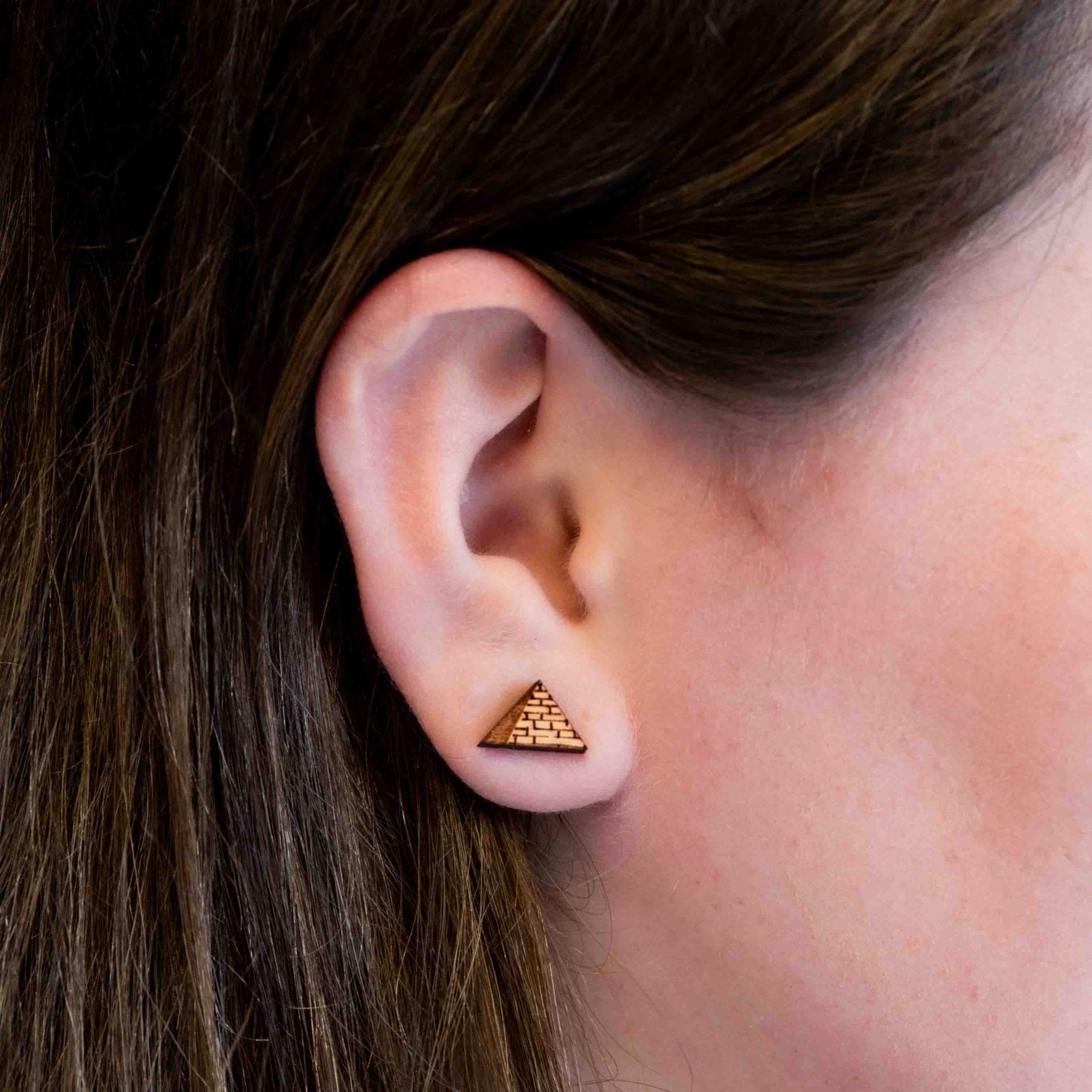 Wooden Egyptian Pyramid Earrings Earrings - Robin Valley Official Store