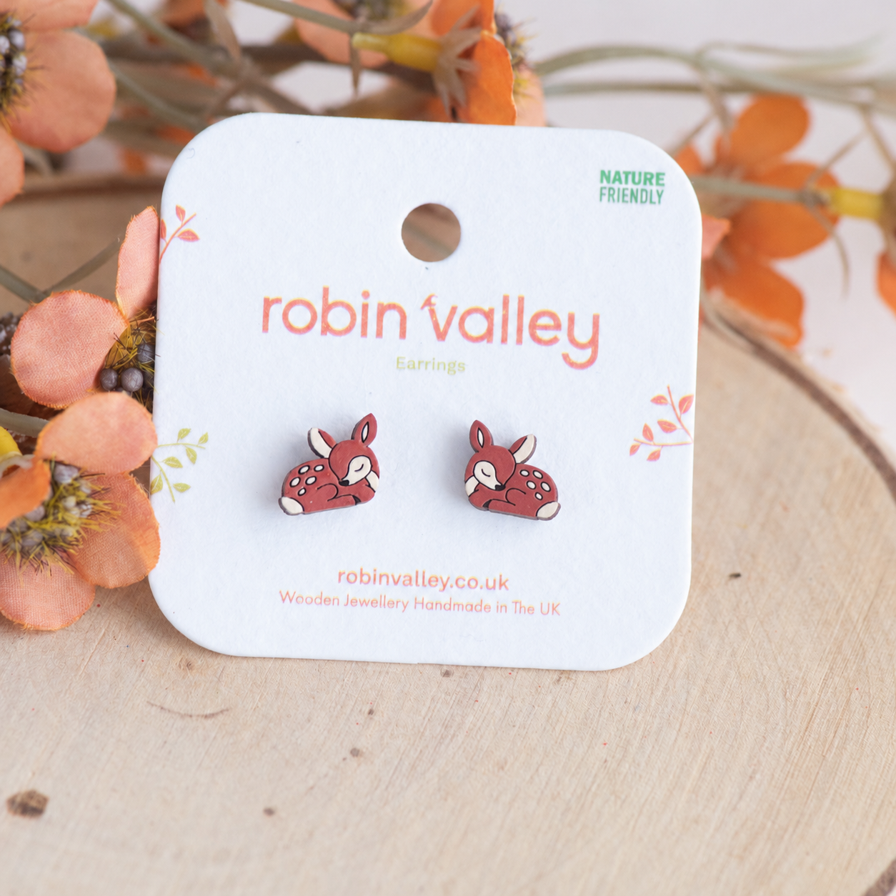 Sleeping Fawn Stud Earrings