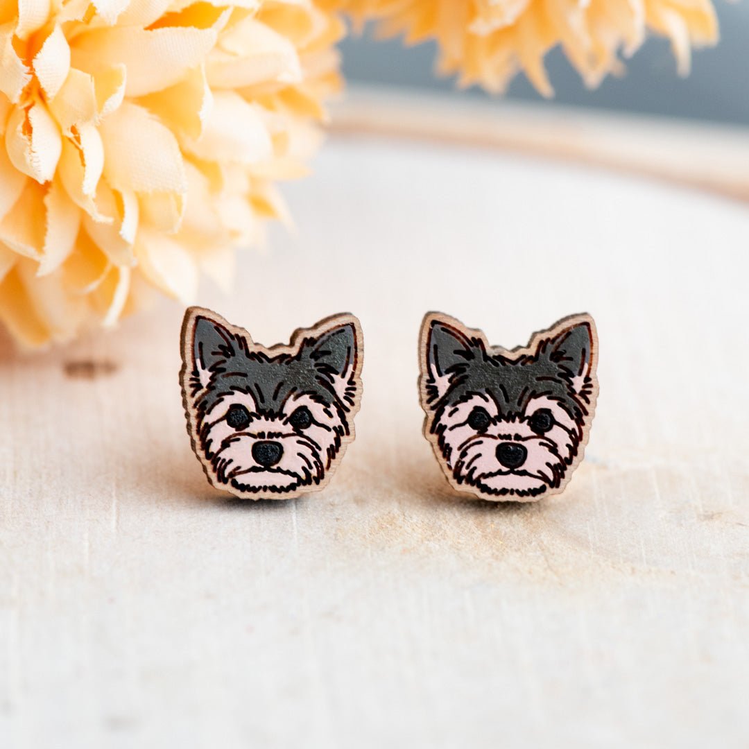 Yorkshire Terrier Head Stud Earrings - Robin Valley Official Store