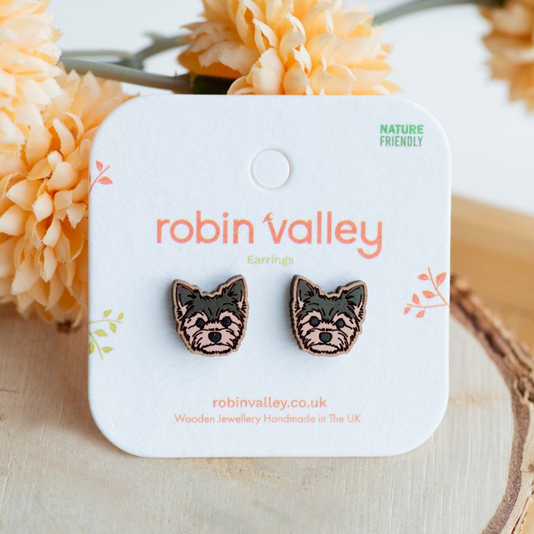Yorkshire Terrier Head Stud Earrings - Robin Valley Official Store