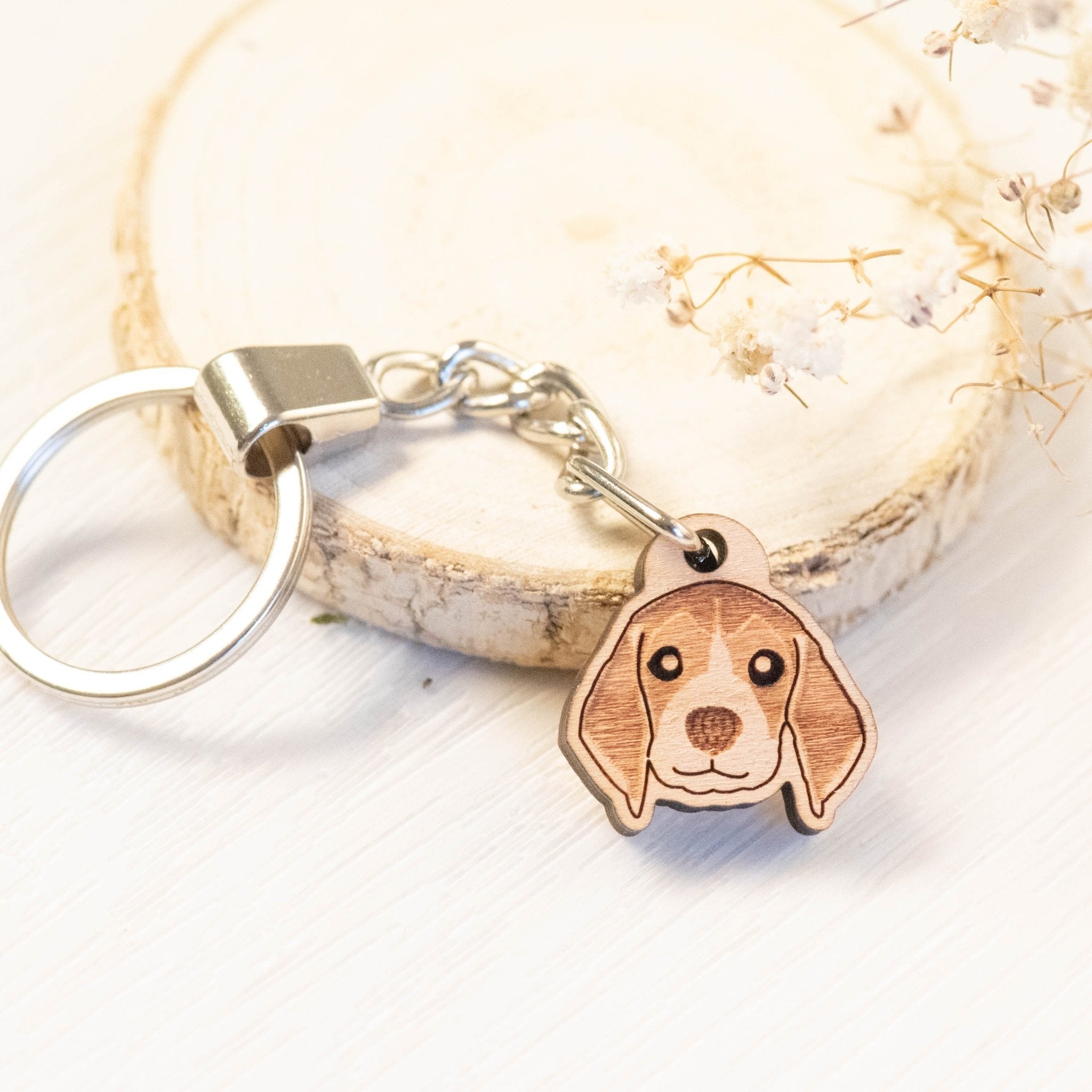 Beagle Cherry Wood Keyring - KL20162 - Robin Valley Official Store