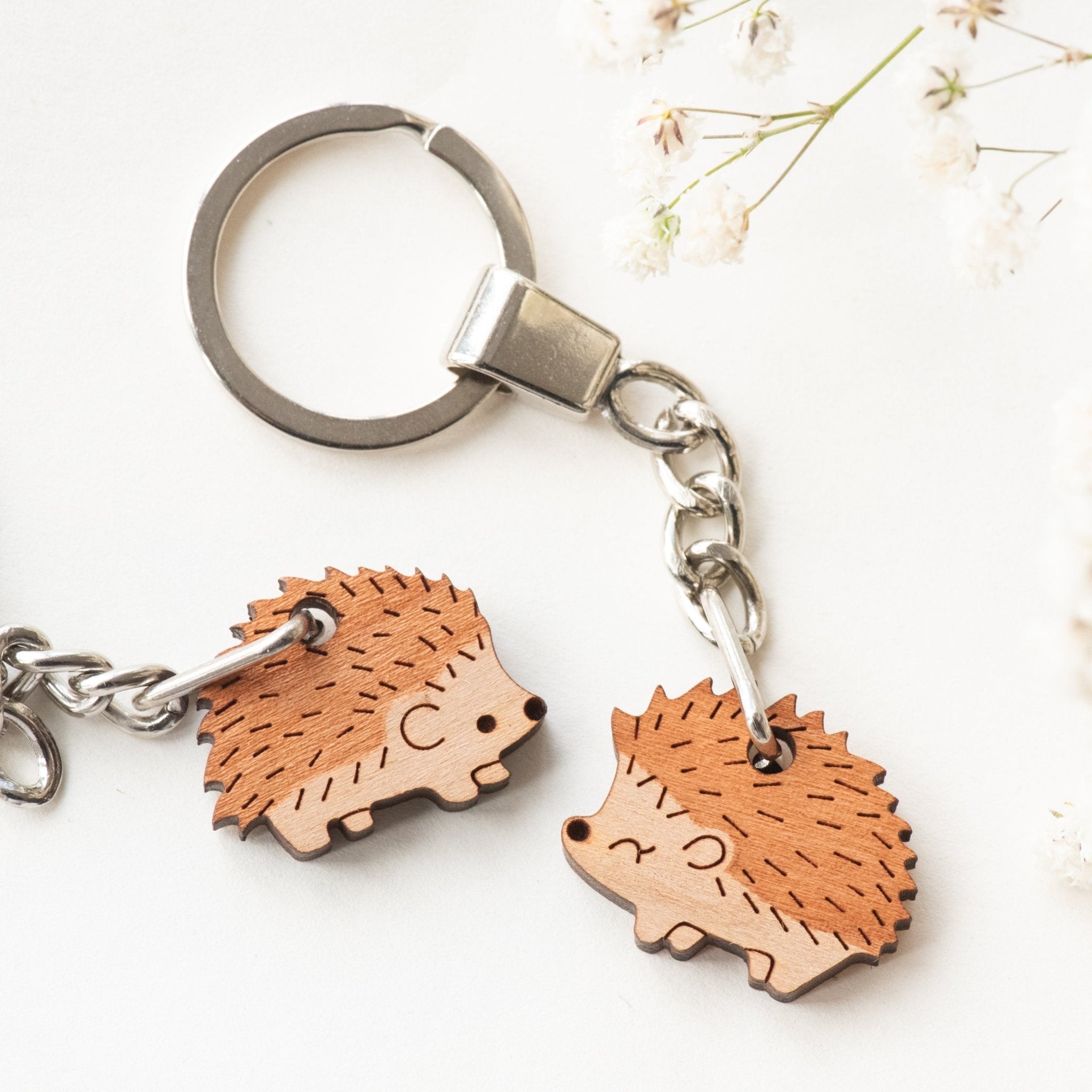 Best Friends Hedgehog Cherry Wood Keyring - Robin Valley Official Store