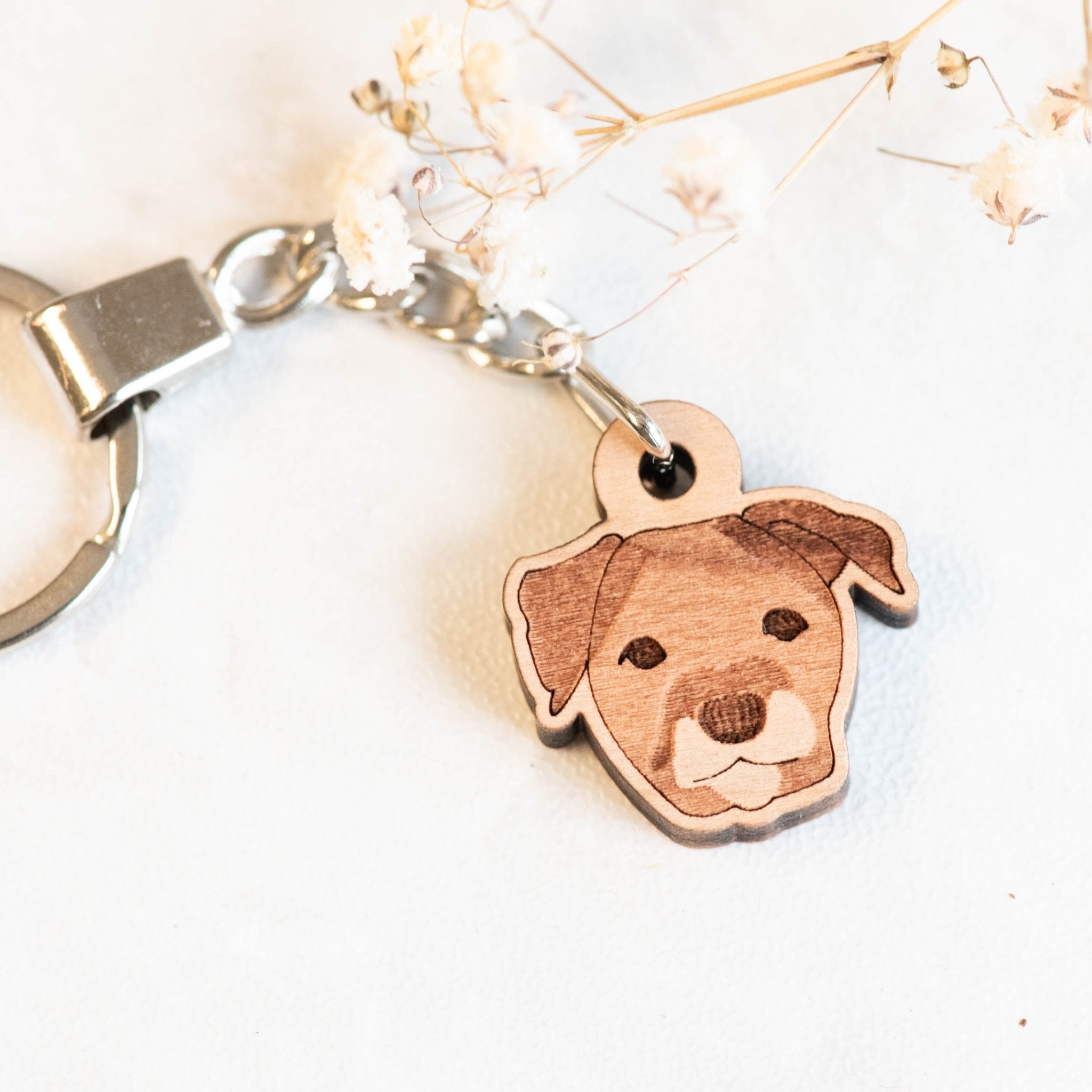 Border Terrier Dog Cherry Wood Keyring - KL20122 - Robin Valley Official Store