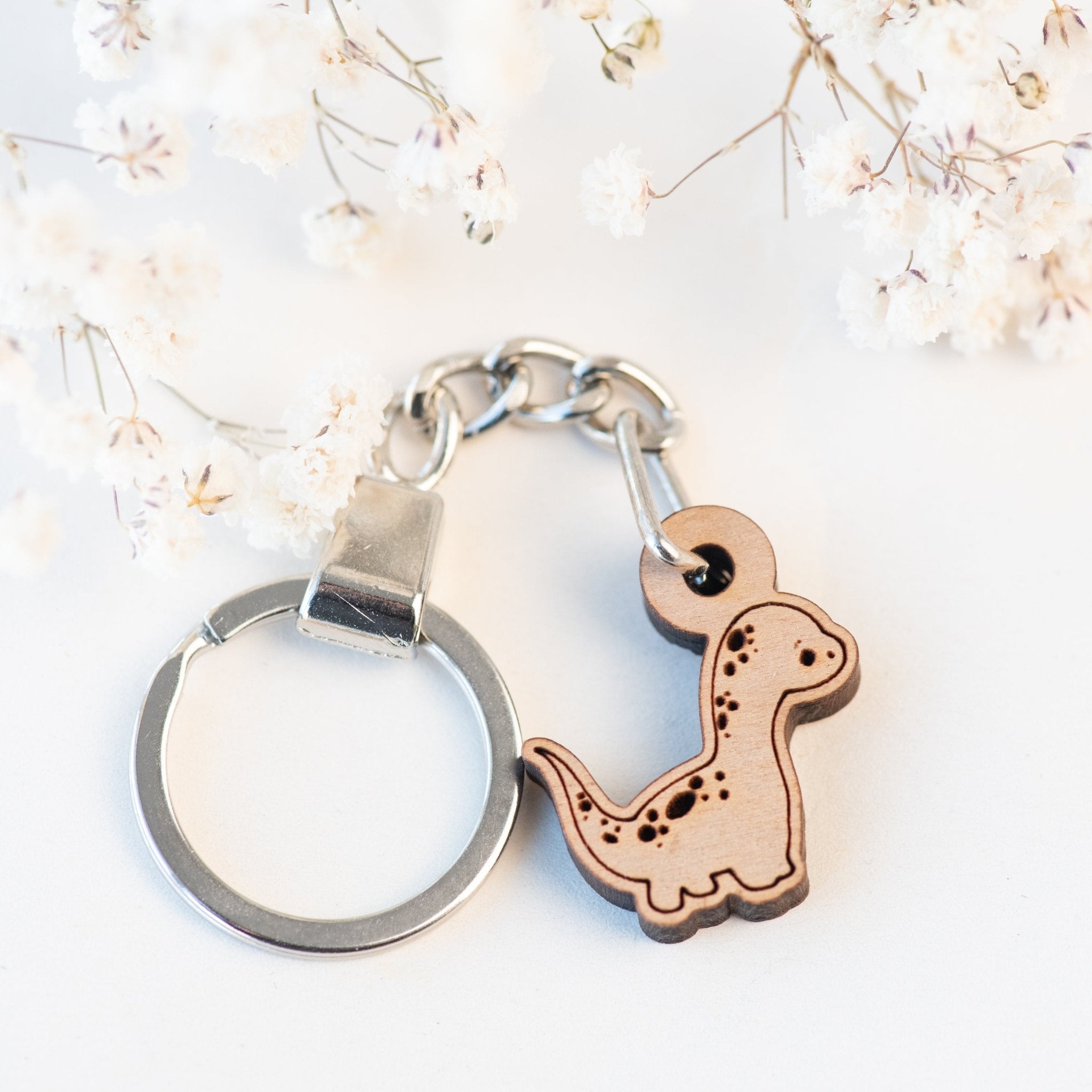 Brontosaurus Dinosaur Cherry Wood Keyring RVKR044 - Robin Valley Official Store