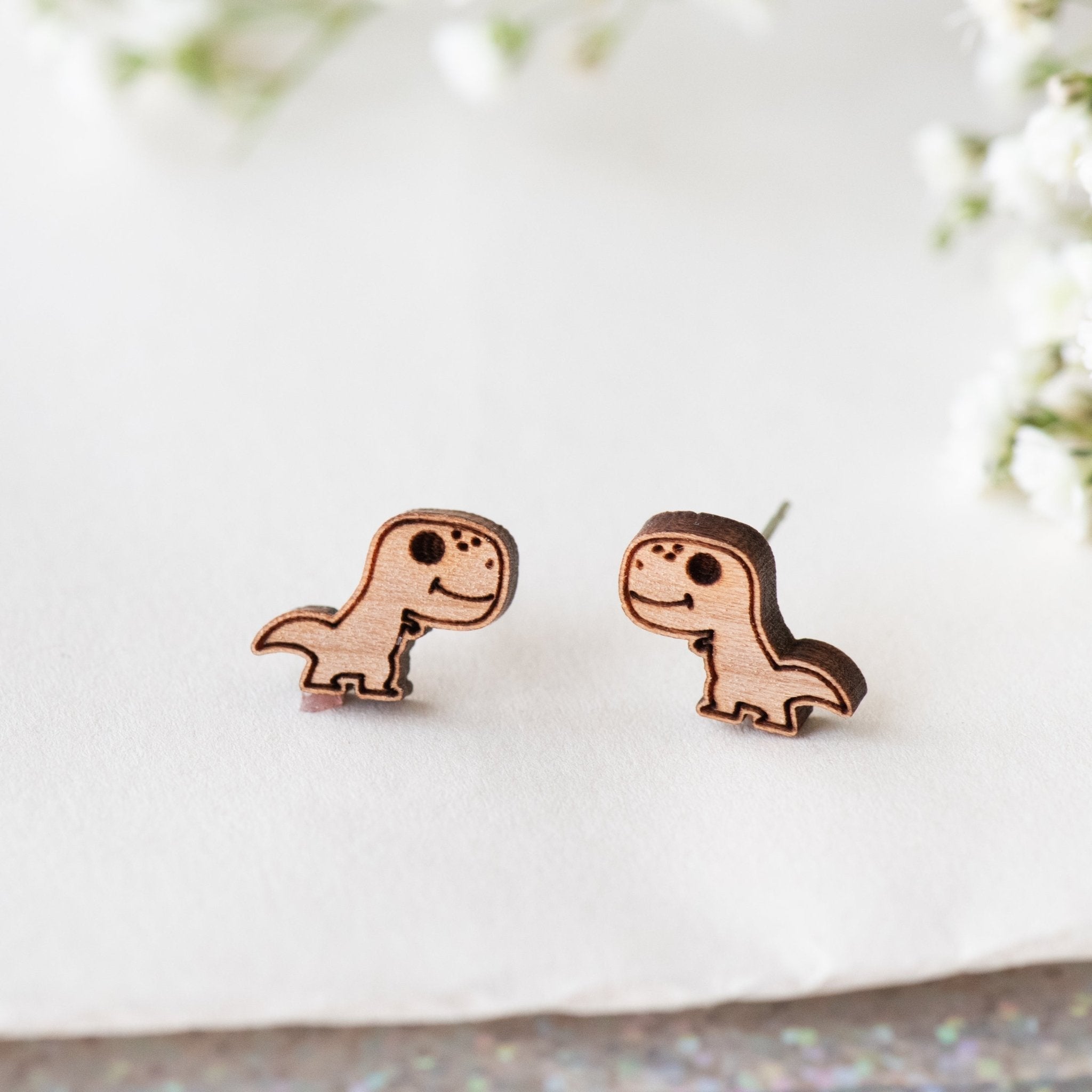 Doodle T - Rex Wood Earrings - EO14006 - Robin Valley Official Store