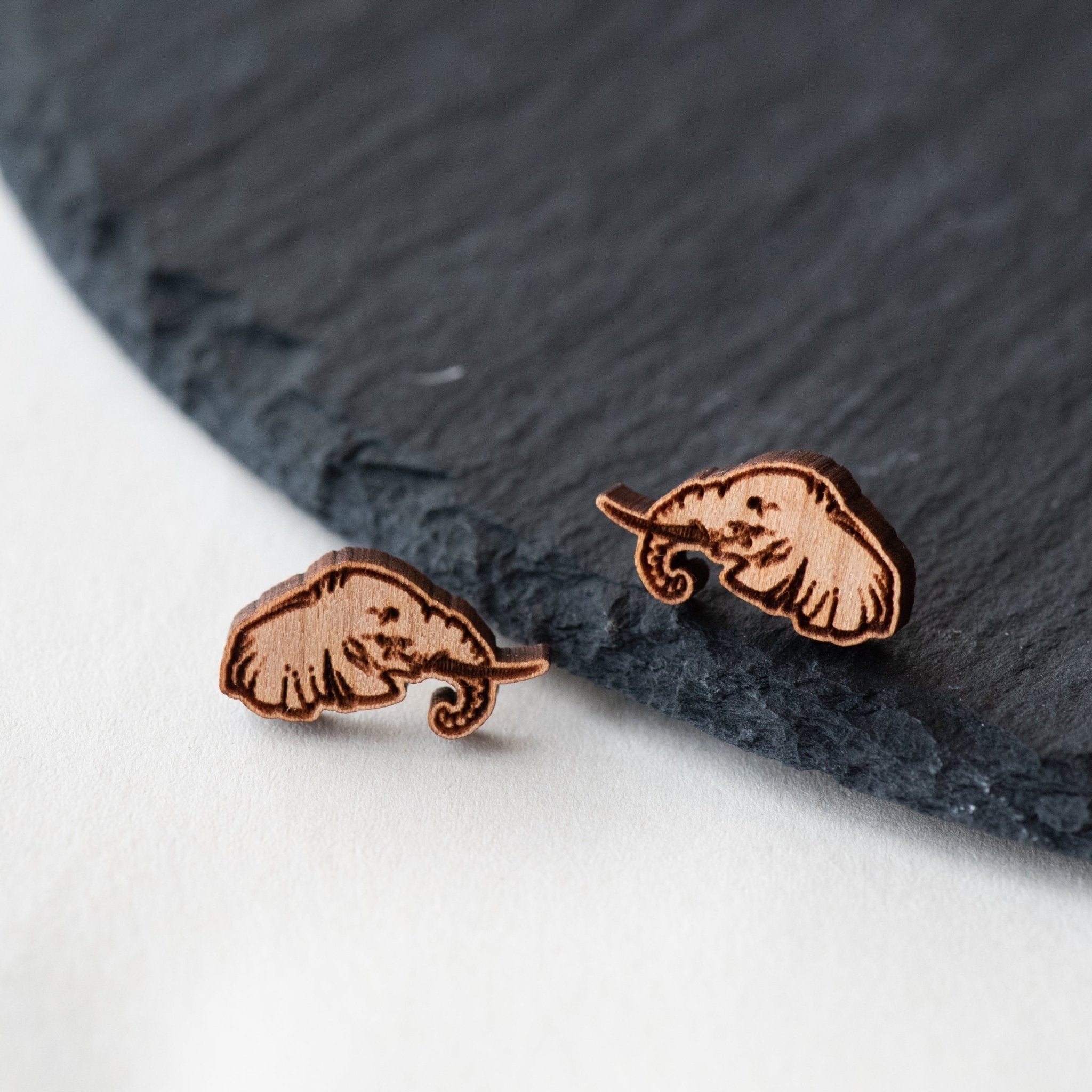 Elephant Cherry Wood Stud Earrings - EL10091 - Robin Valley Official Store