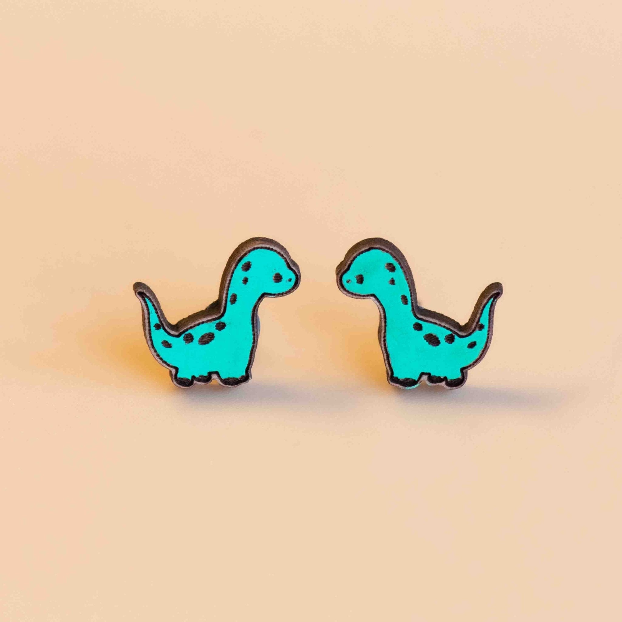 Hand - painted Brontosaurus Stud Earrings Eco - Jewellery - PEO14057 - Robin Valley Official Store