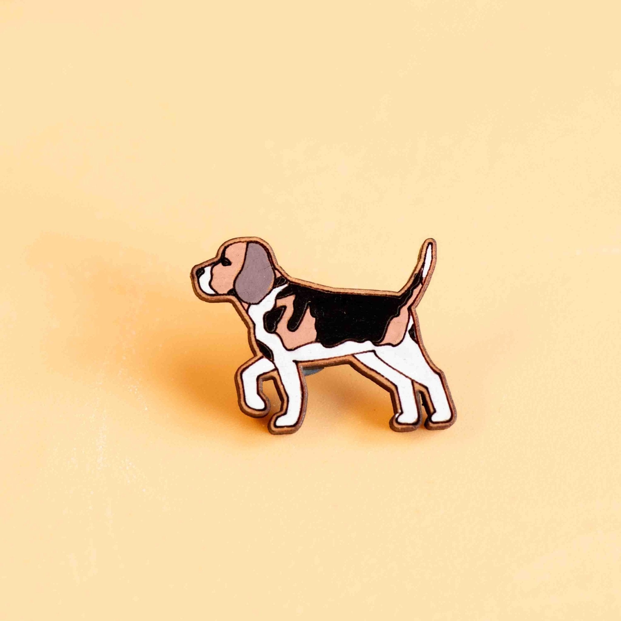 Hand - painted English Pointer Cherry Wood Pin Badge - PL40231 - Robin Valley Official Store