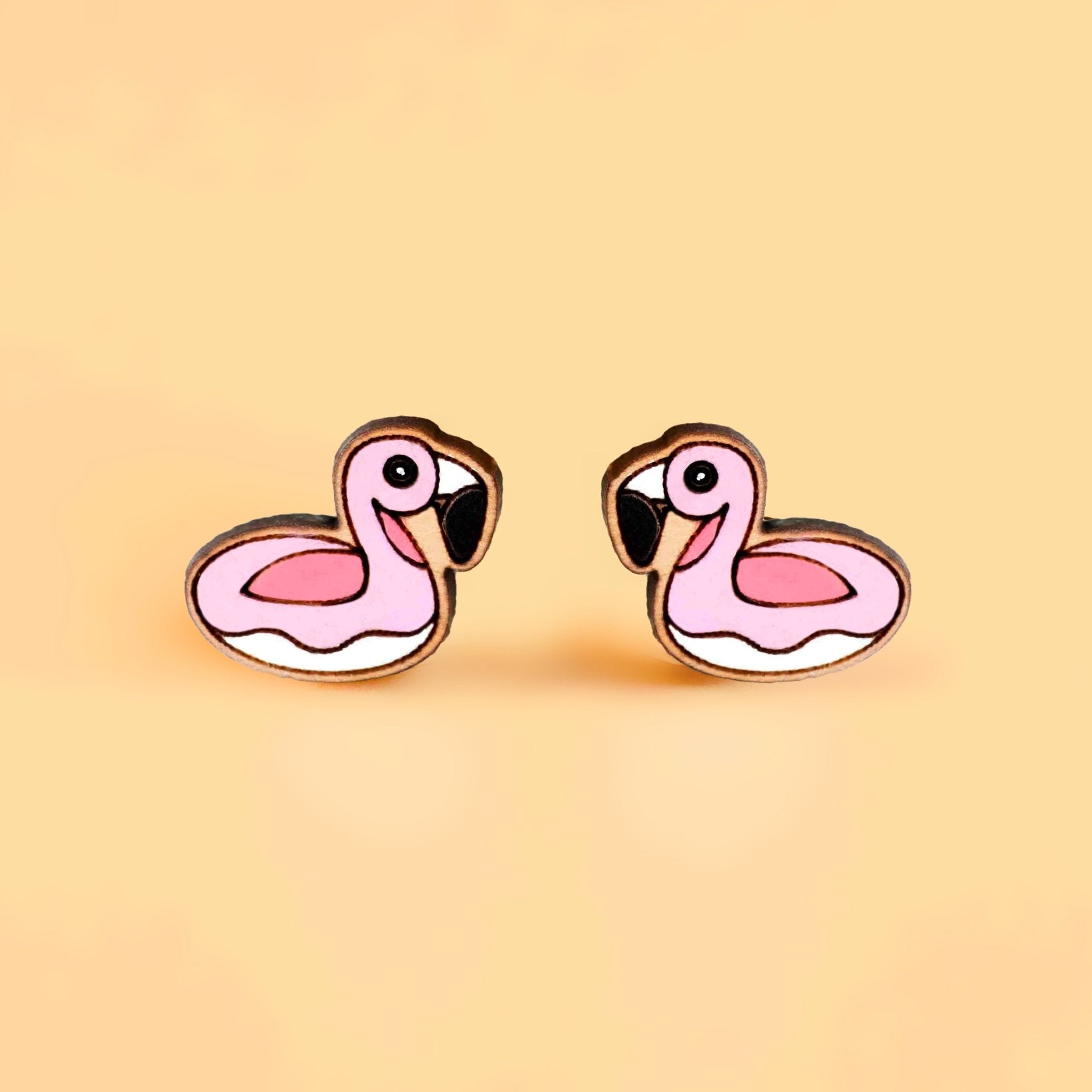 Hand - painted Flamingo life buoy Earrings - PEB12037 - Robin Valley Official Store