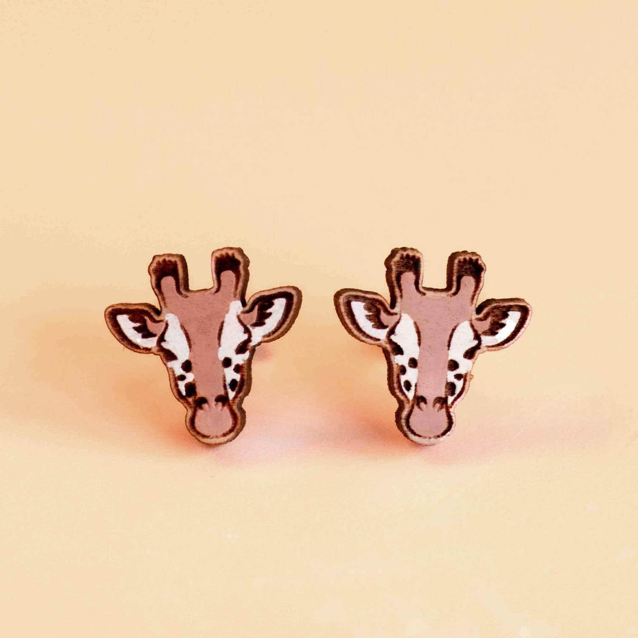 Hand - painted Giraffe Wooden Earrings - PEL10248 - Robin Valley Official Store
