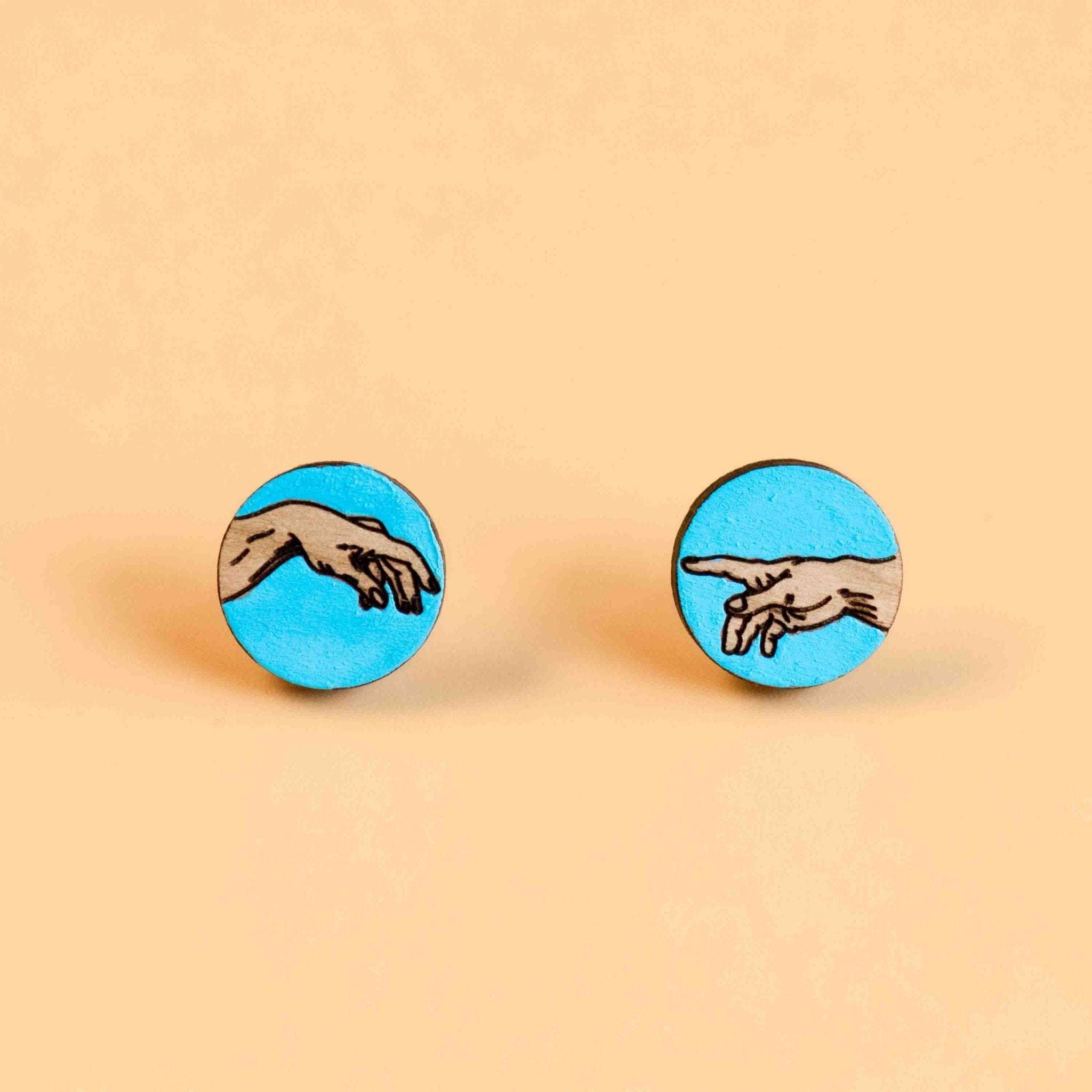 Hand - painted Hands of God Earrings inspired by Michelangelo Buonarotti Eco - Jewellery - PEO14068 - Robin Valley Official Store