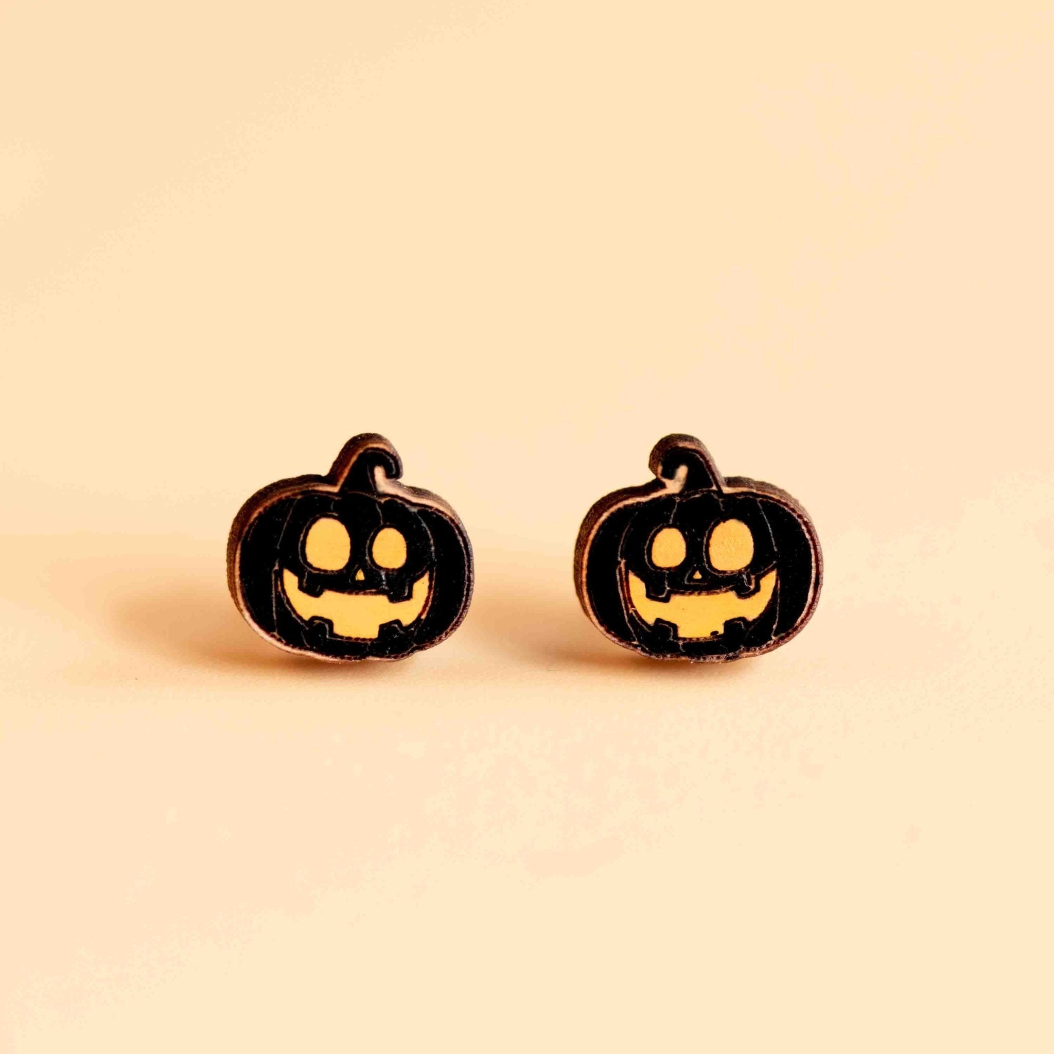 Hand - painted Jack - O - Lantern Pumpkin Earrings Halloween Collection - PEO14061 - Robin Valley Official Store