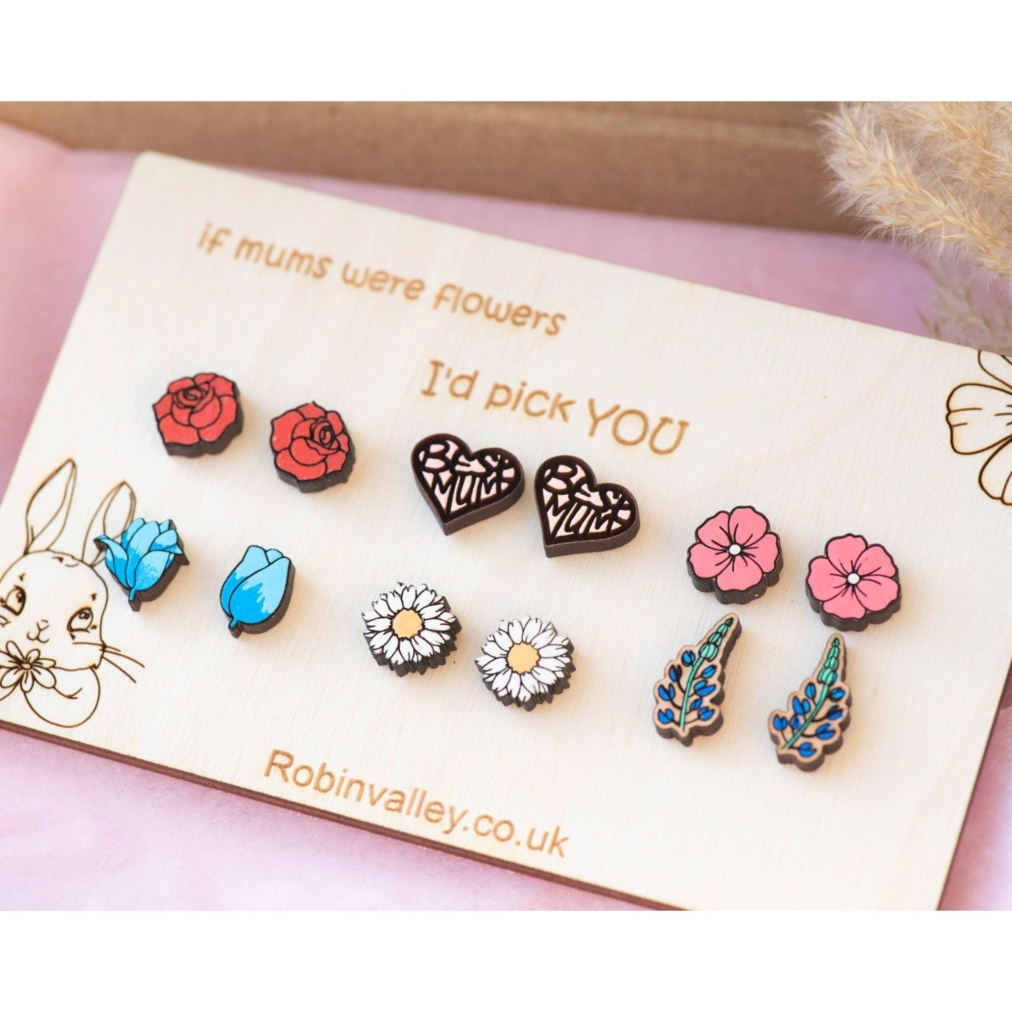 Hand - painted Mother's Day Gift Flower Earrings Set - Robin Valley Official Store