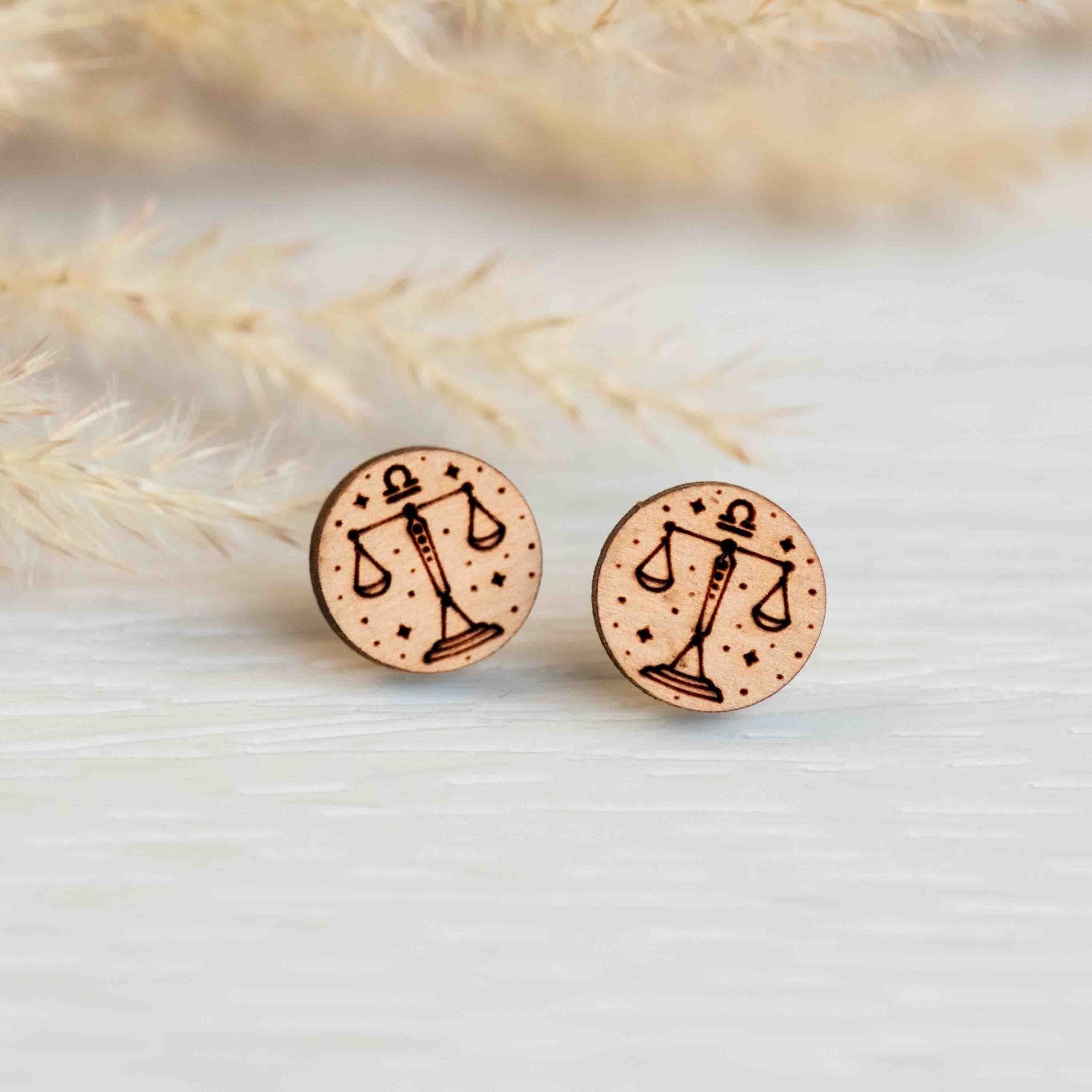 Handmade Zodiac Wooden Earrings - ET15115 - Robin Valley Official Store