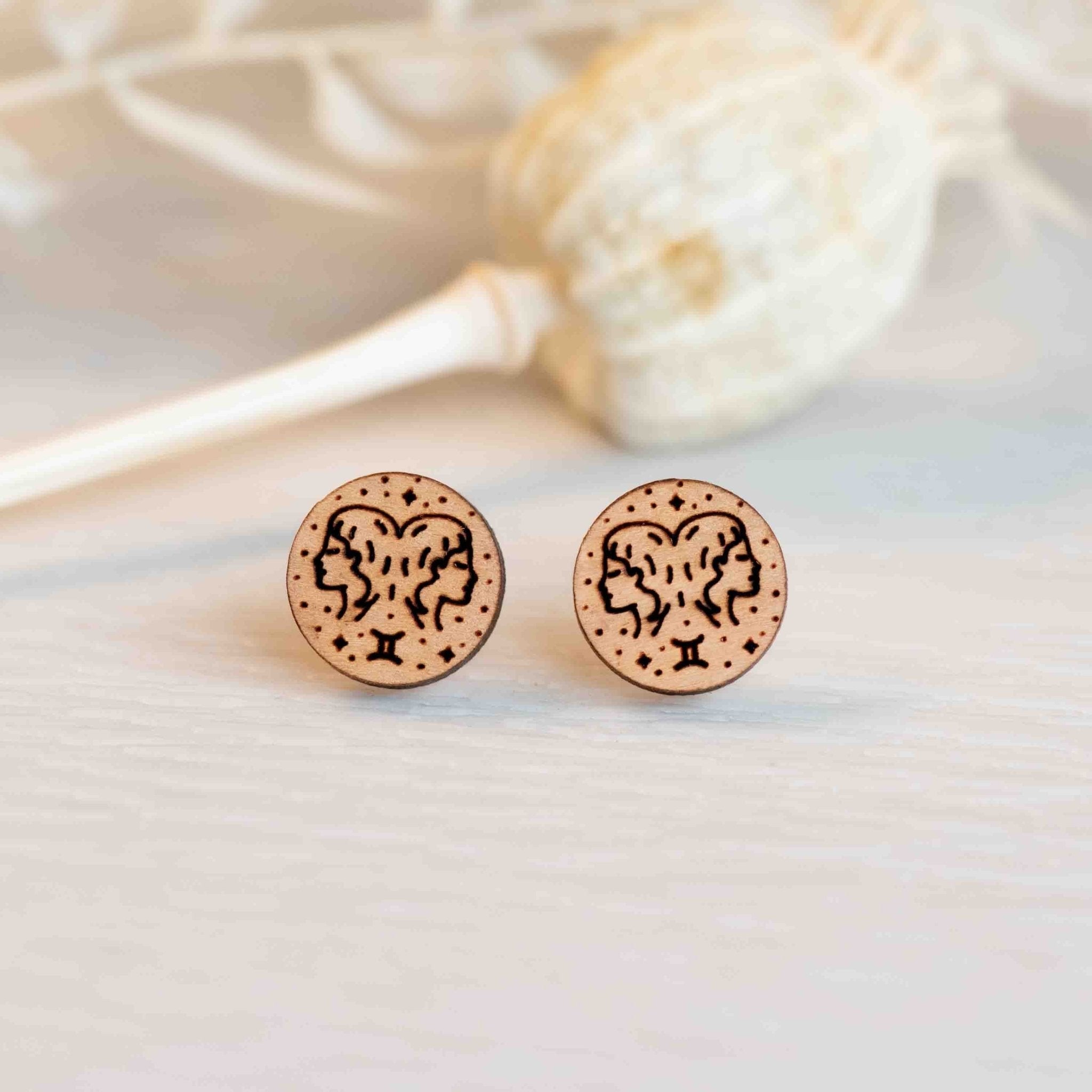 Handmade Zodiac Wooden Earrings - ET15115 - Robin Valley Official Store