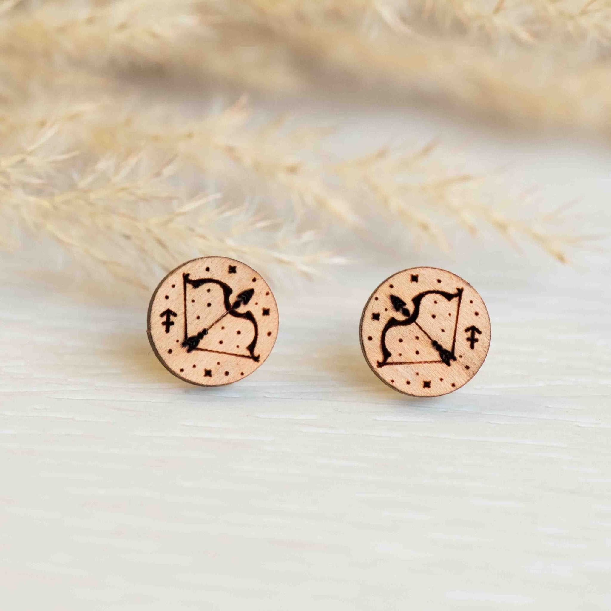 Handmade Zodiac Wooden Earrings - ET15115 - Robin Valley Official Store