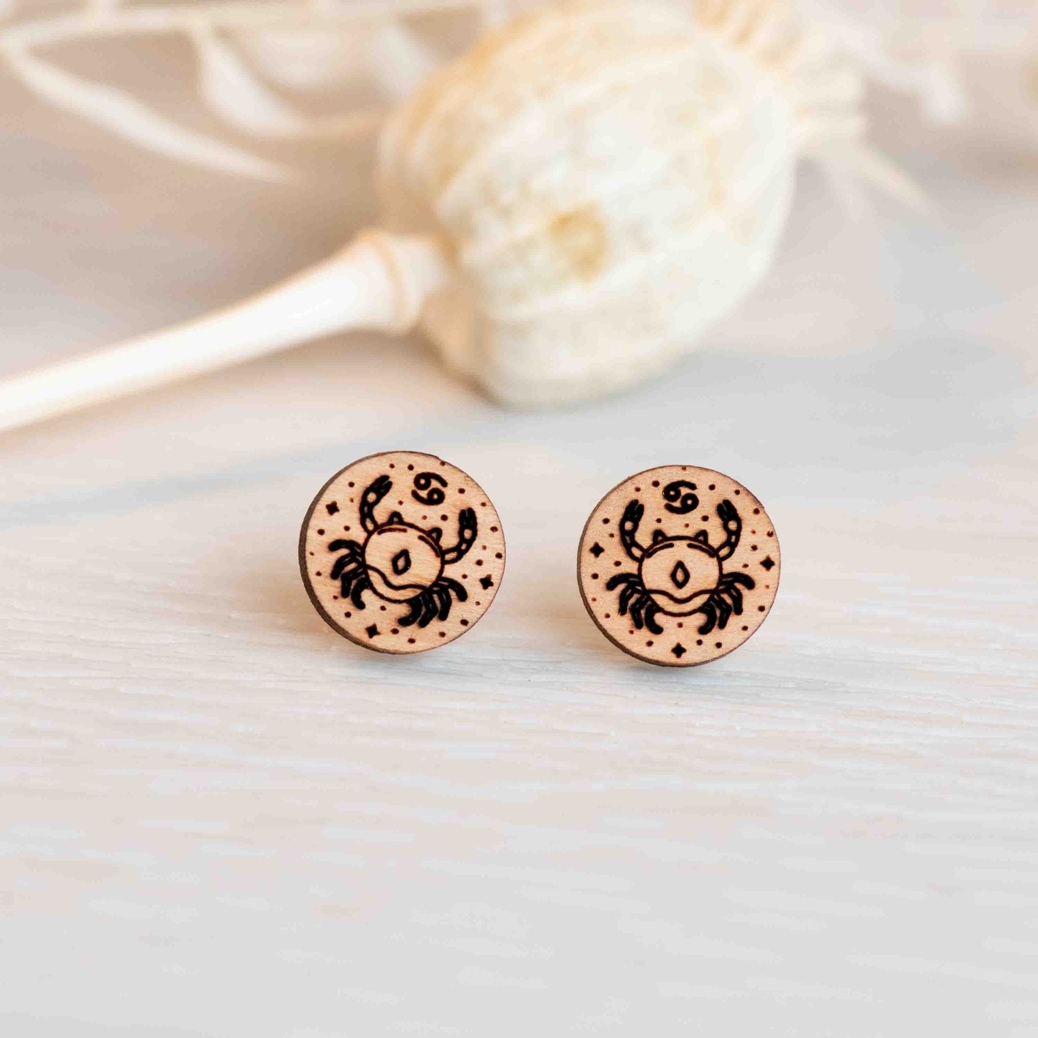 Handmade Zodiac Wooden Earrings - ET15115 - Robin Valley Official Store