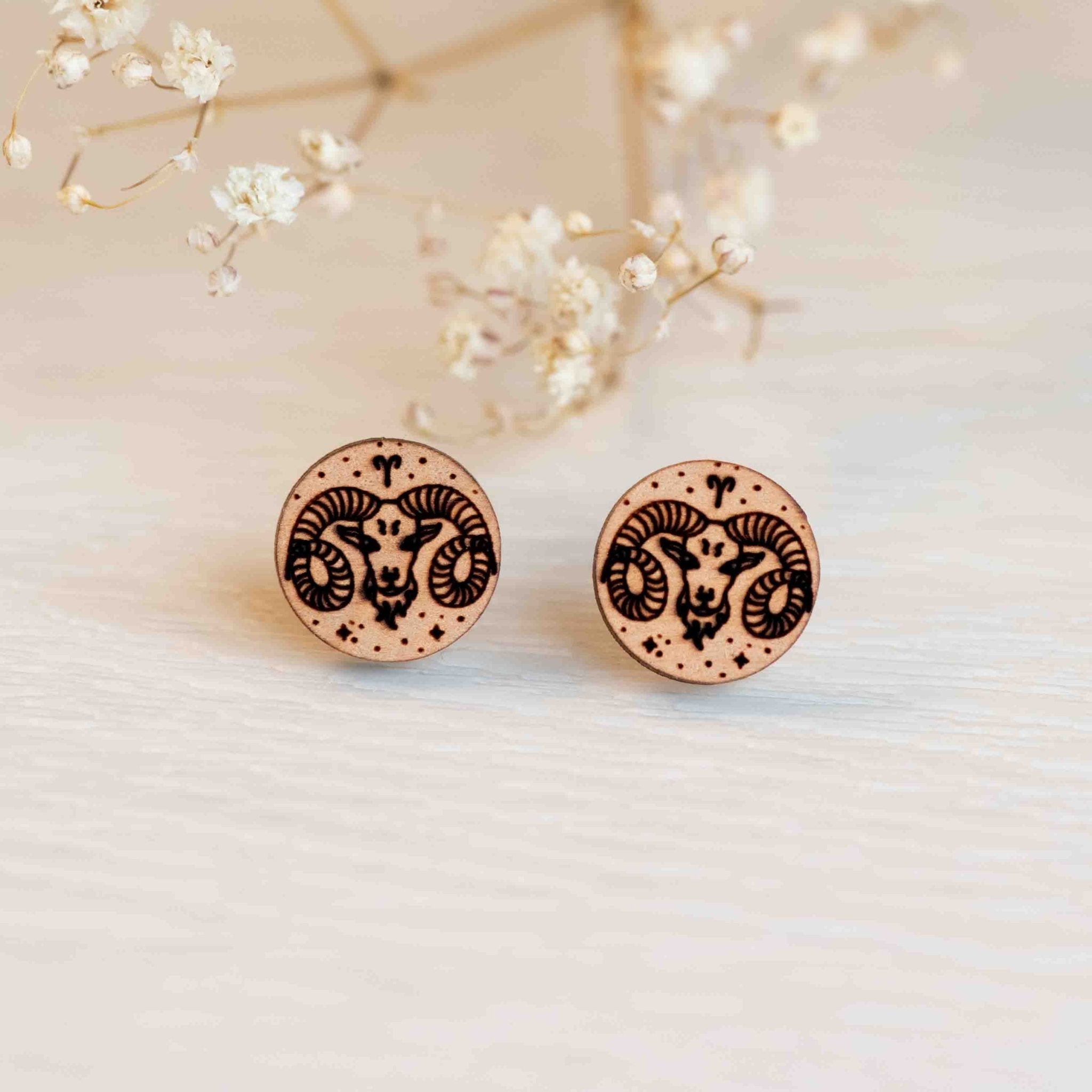 Handmade Zodiac Wooden Earrings - ET15115 - Robin Valley Official Store