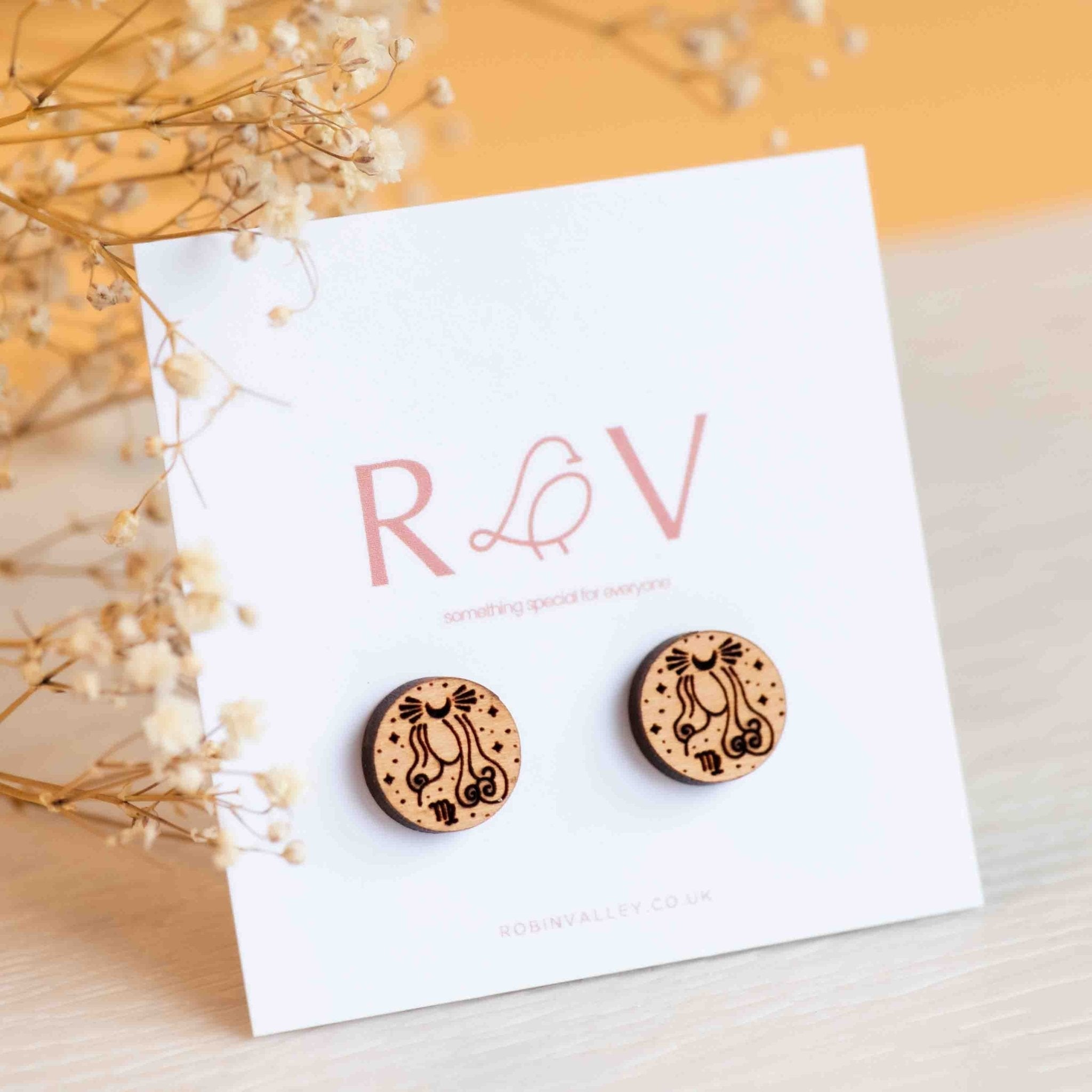 Handmade Zodiac Wooden Earrings - ET15115 - Robin Valley Official Store