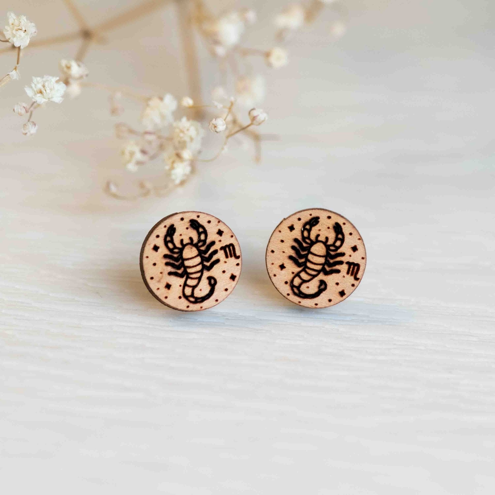 Handmade Zodiac Wooden Earrings - ET15115 - Robin Valley Official Store