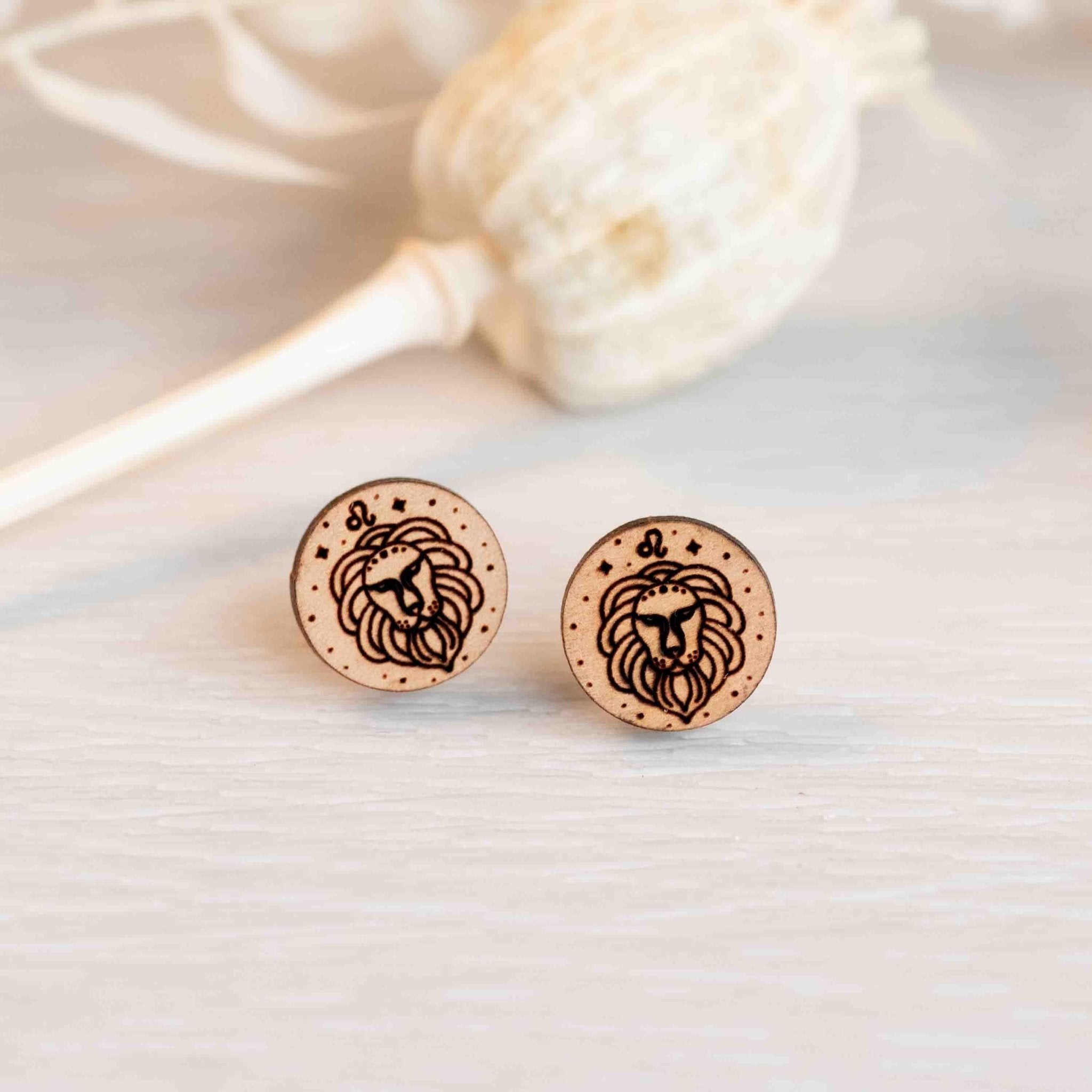 Handmade Zodiac Wooden Earrings - ET15115 - Robin Valley Official Store