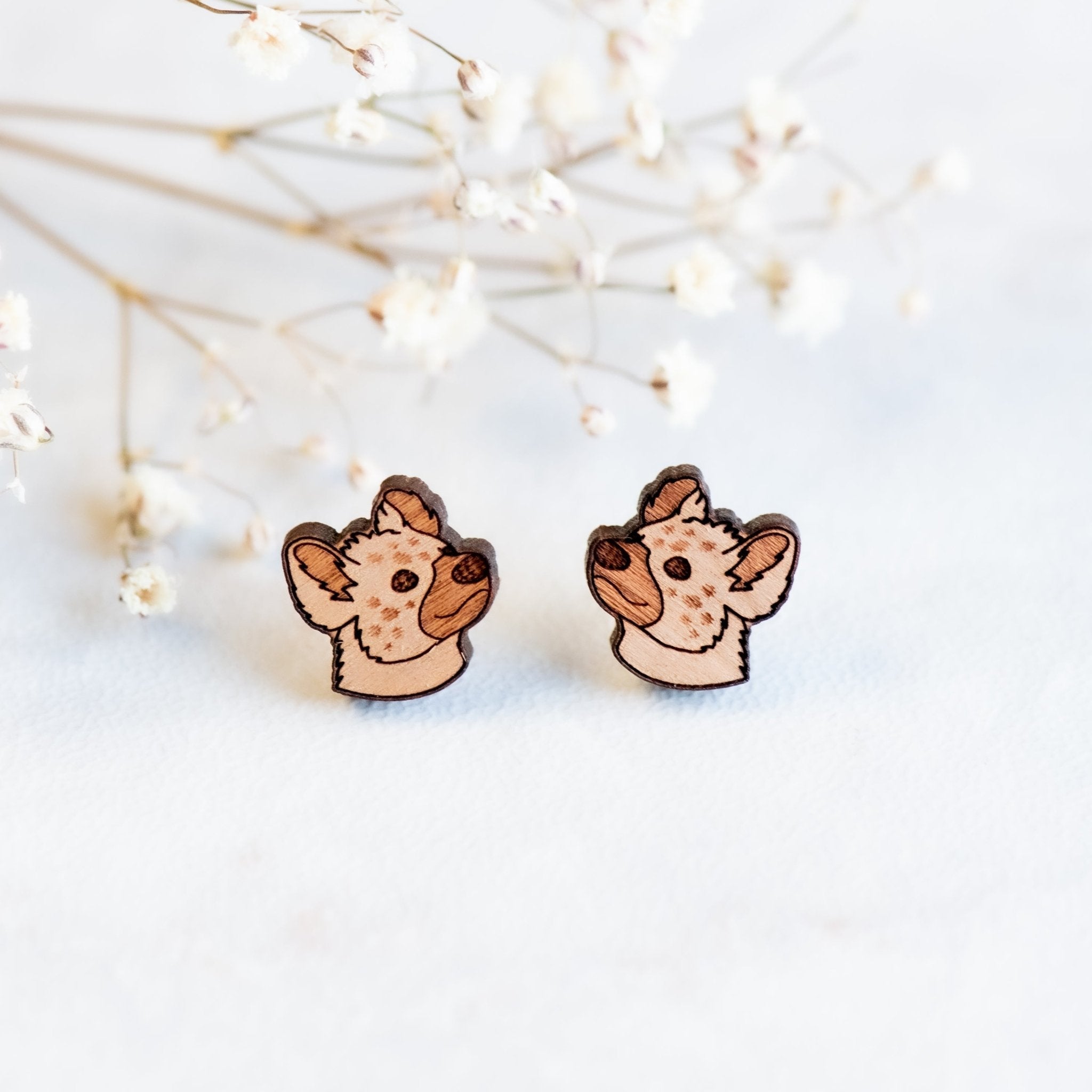 Hyena Wooden Earrings - EL10223 - Robin Valley Official Store