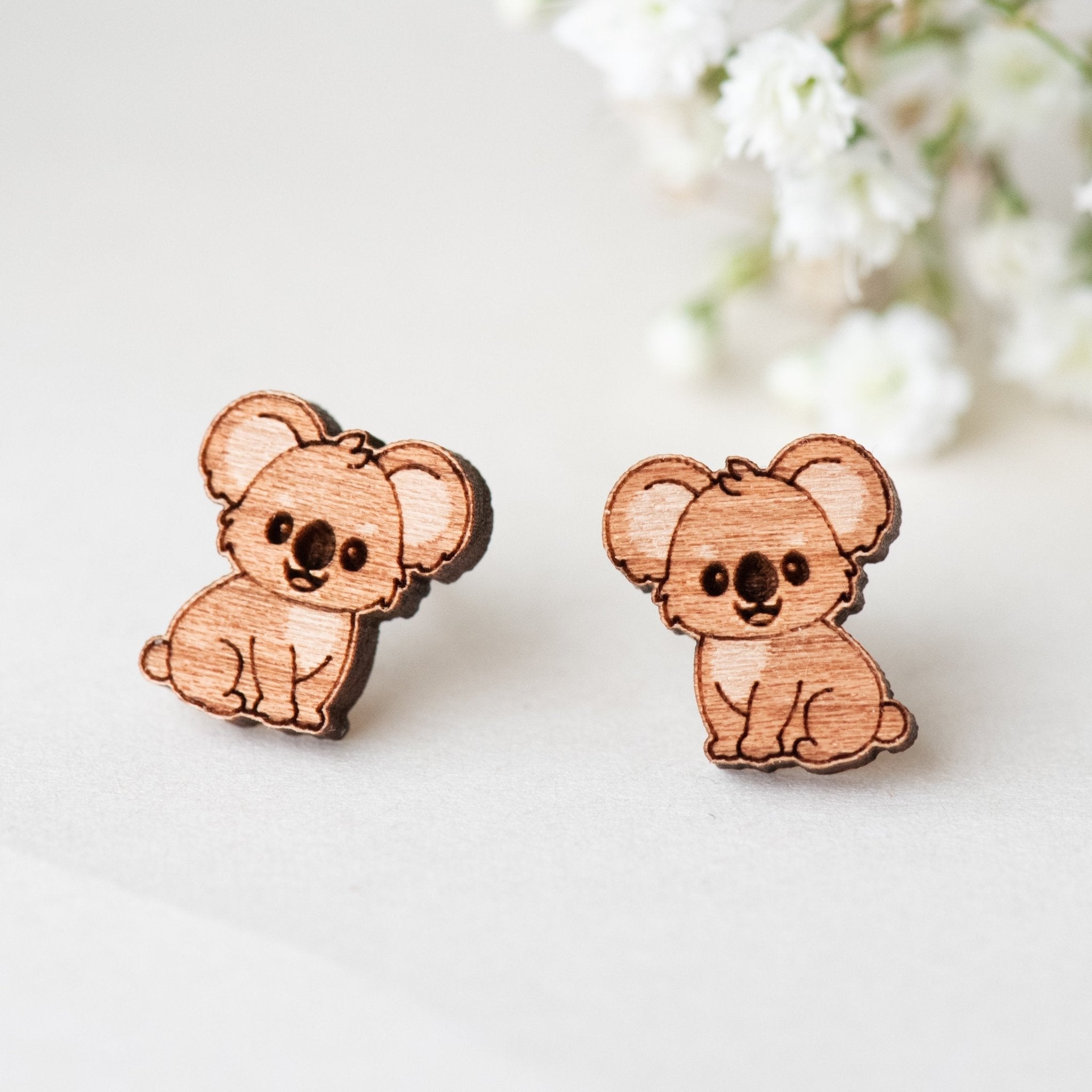 Koala 3 Wooden Earrings - EL10016 - Robin Valley Official Store
