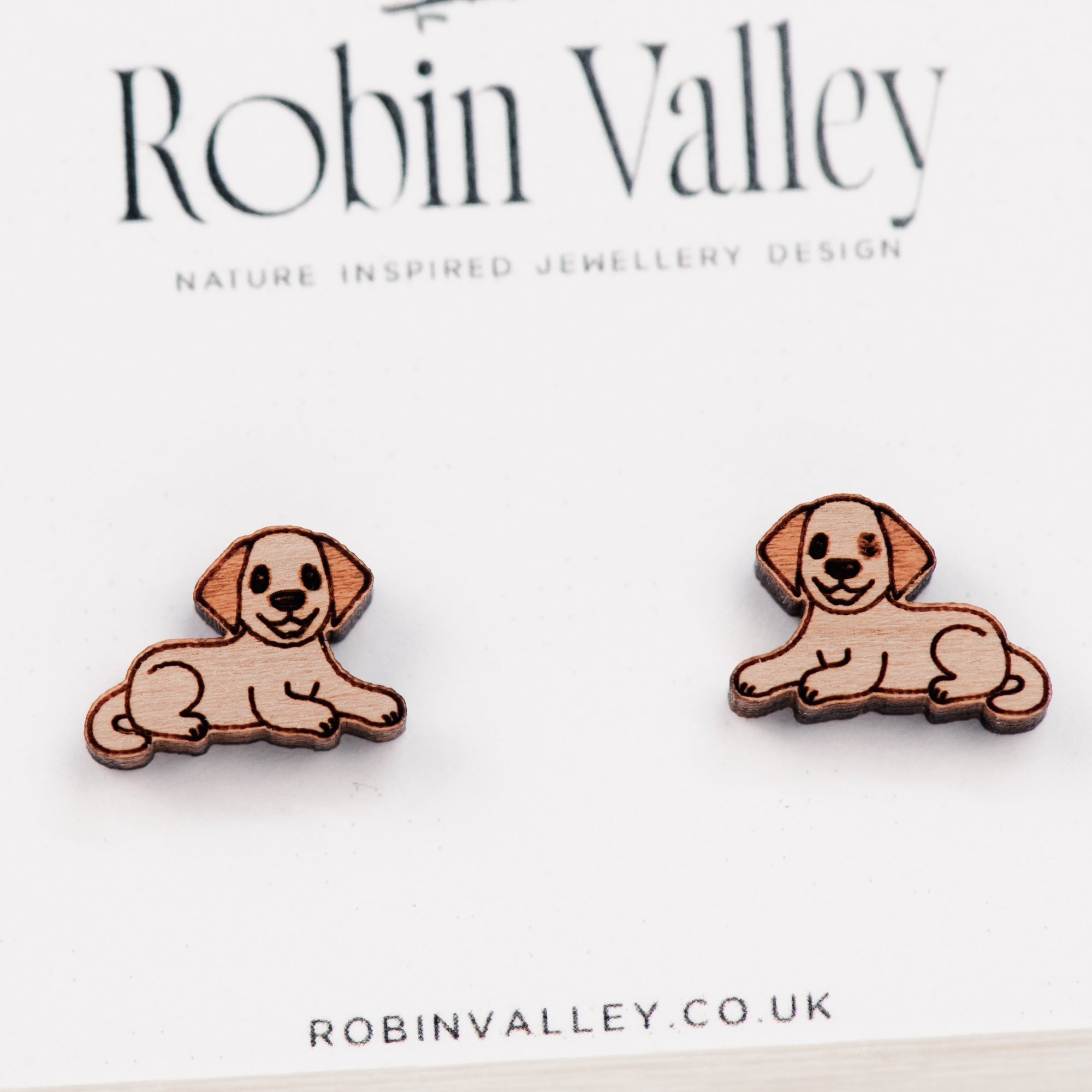 Labrador Puppy Dog Wooden Earrings - EL10050 - Robin Valley Official Store