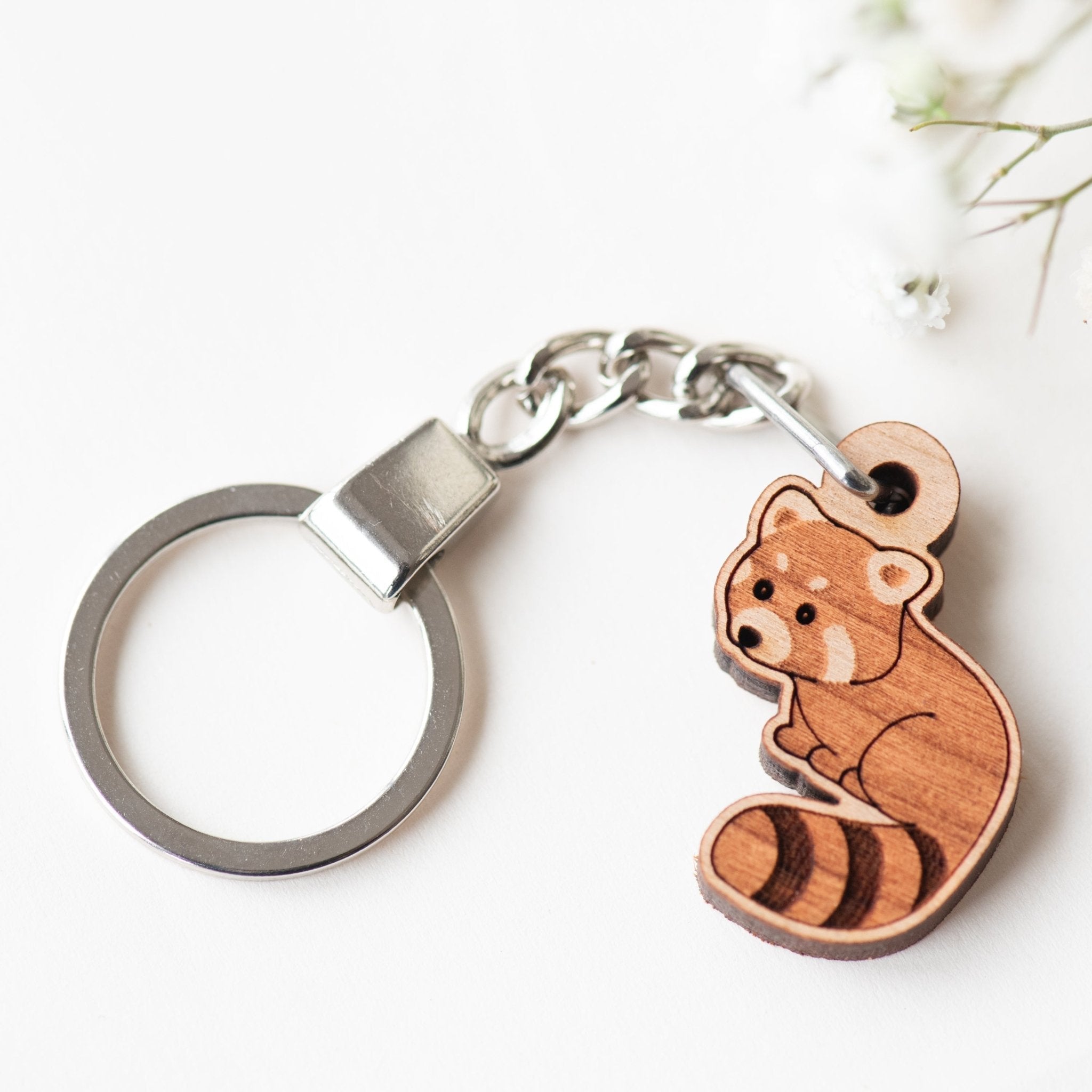Little Red Panda Cherry Wood Keyring - KL20001 - Robin Valley Official Store