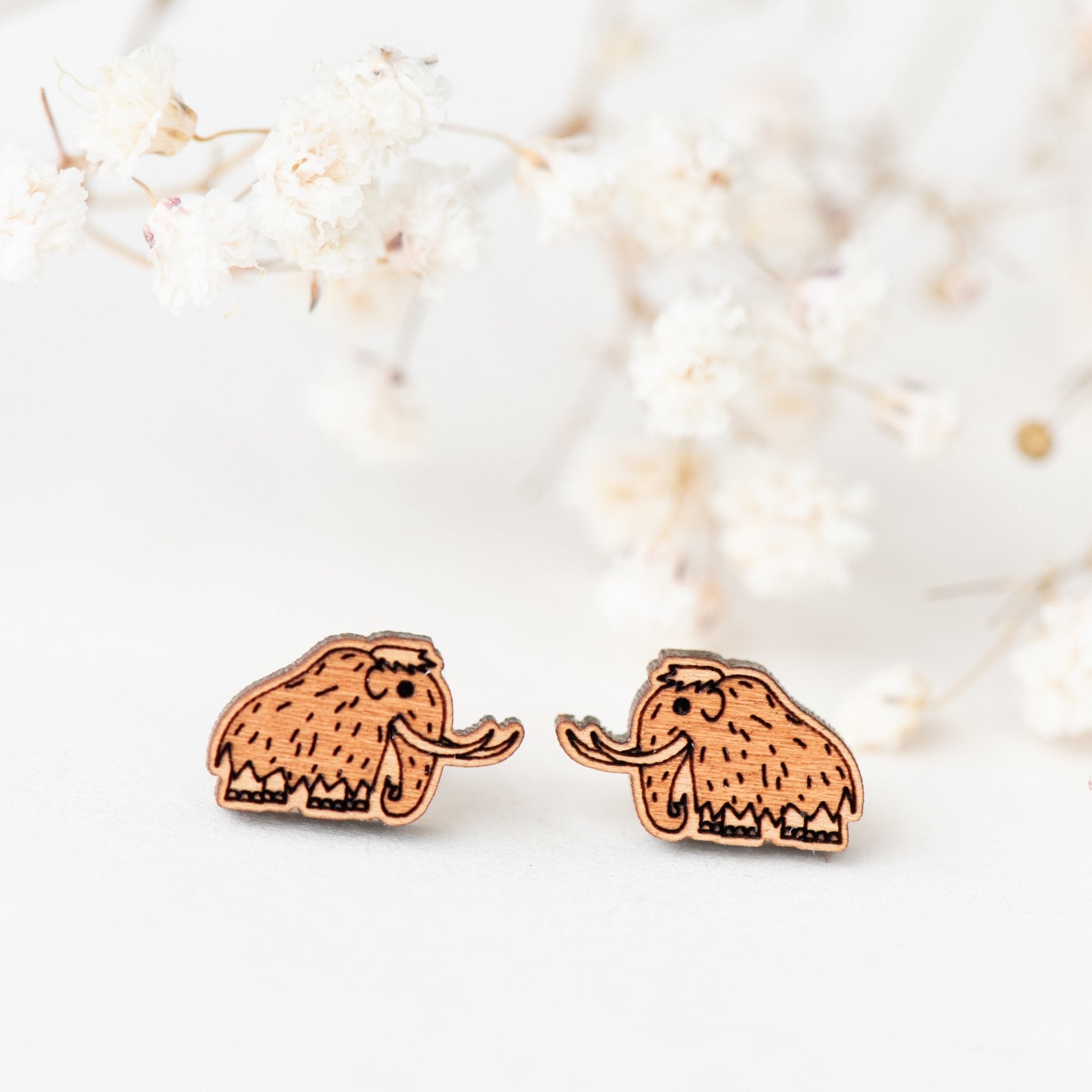 Mammoth Cherry Wood Stud Earrings - EL10123 - Robin Valley Official Store
