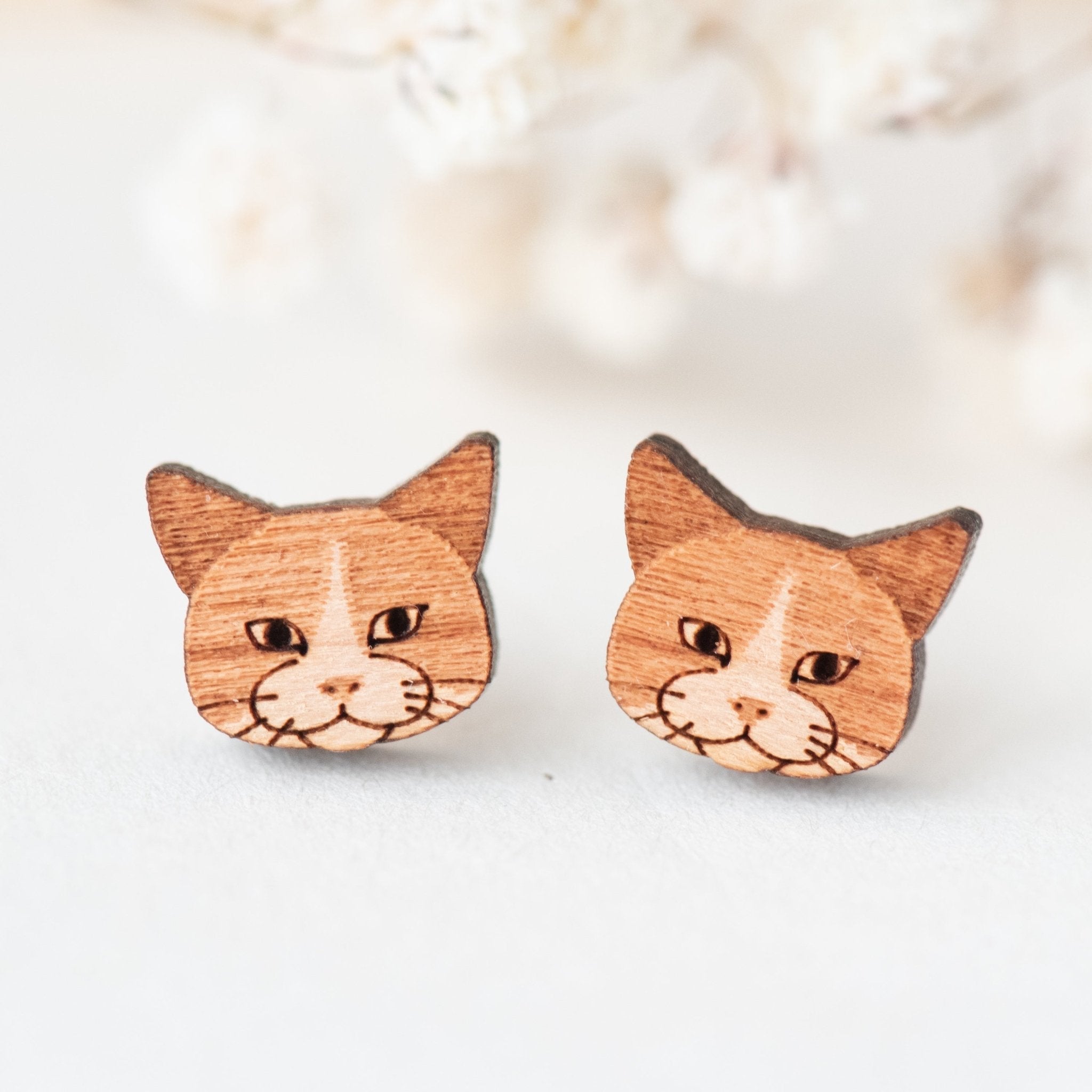 Ragdoll Cat Wooden Earrings - EL10064 - Robin Valley Official Store